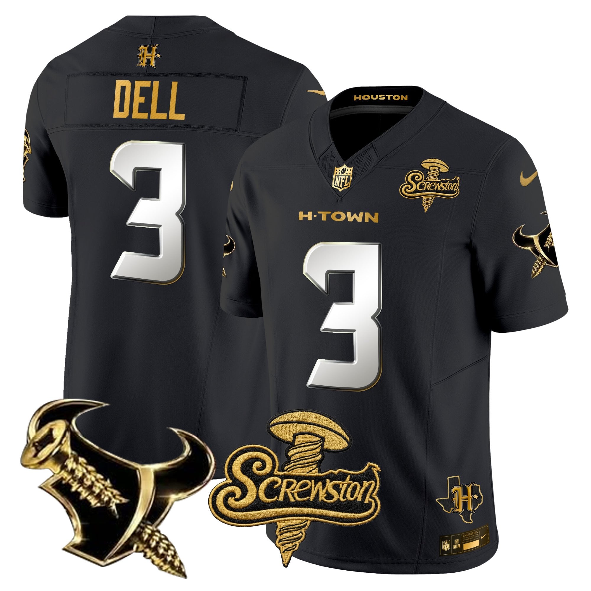 Men's Houston Texans DJ Screw Gold Vapor Limited Jersey - All Stitched