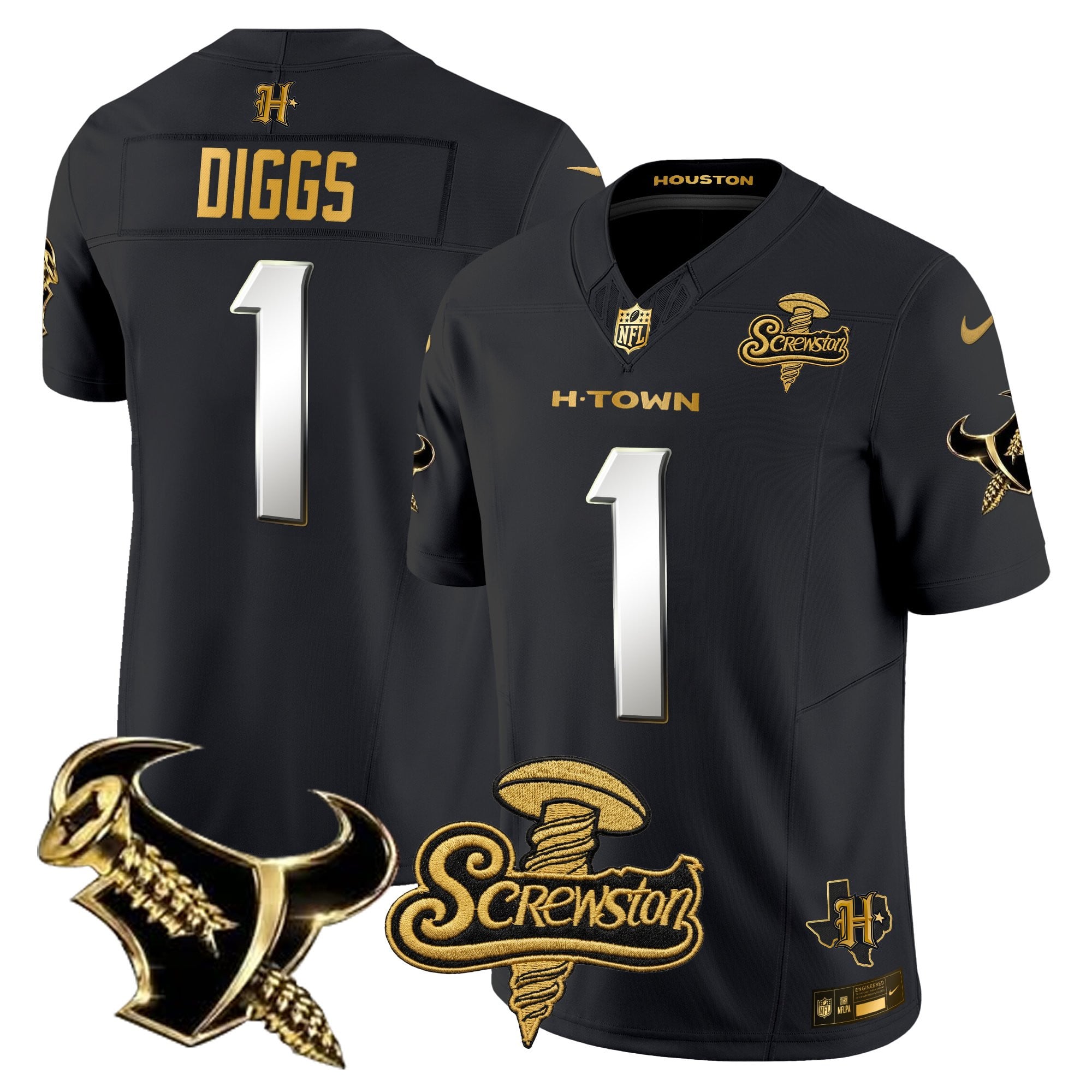 Men's Houston Texans DJ Screw Gold Vapor Limited Jersey - All Stitched