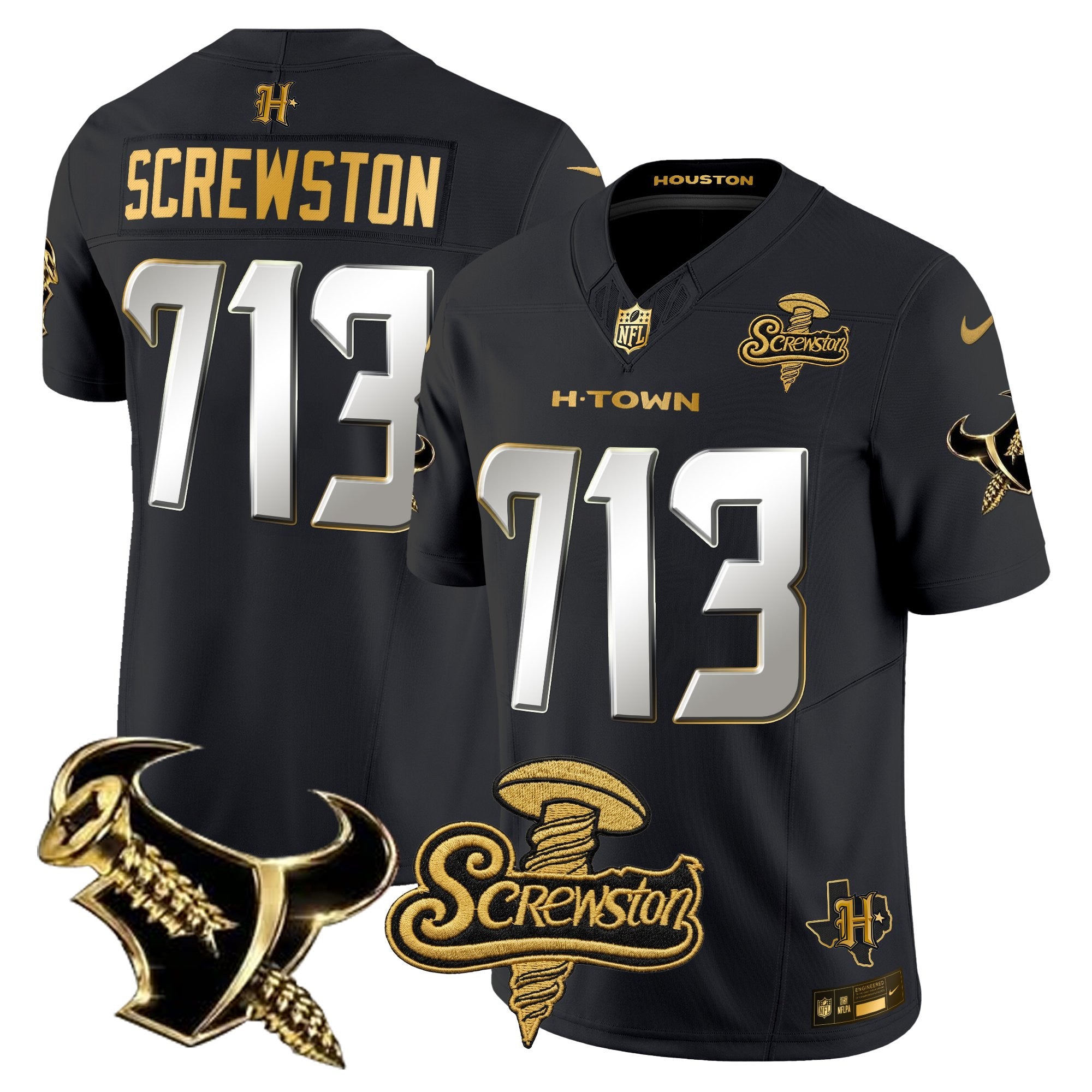 Men's Houston Texans DJ Screw Gold Vapor Limited Jersey - All Stitched