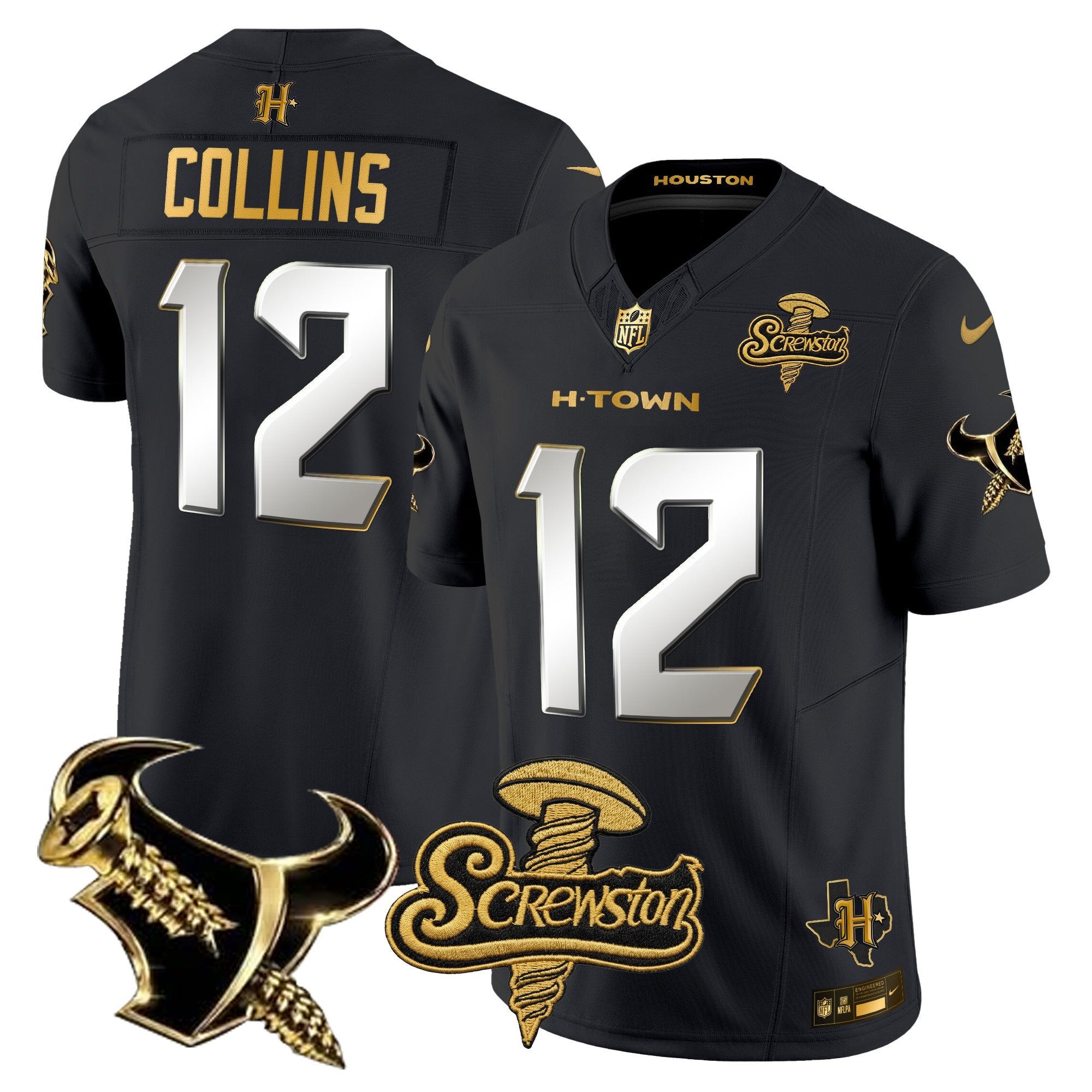 Men's Houston Texans DJ Screw Gold Vapor Limited Jersey - All Stitched