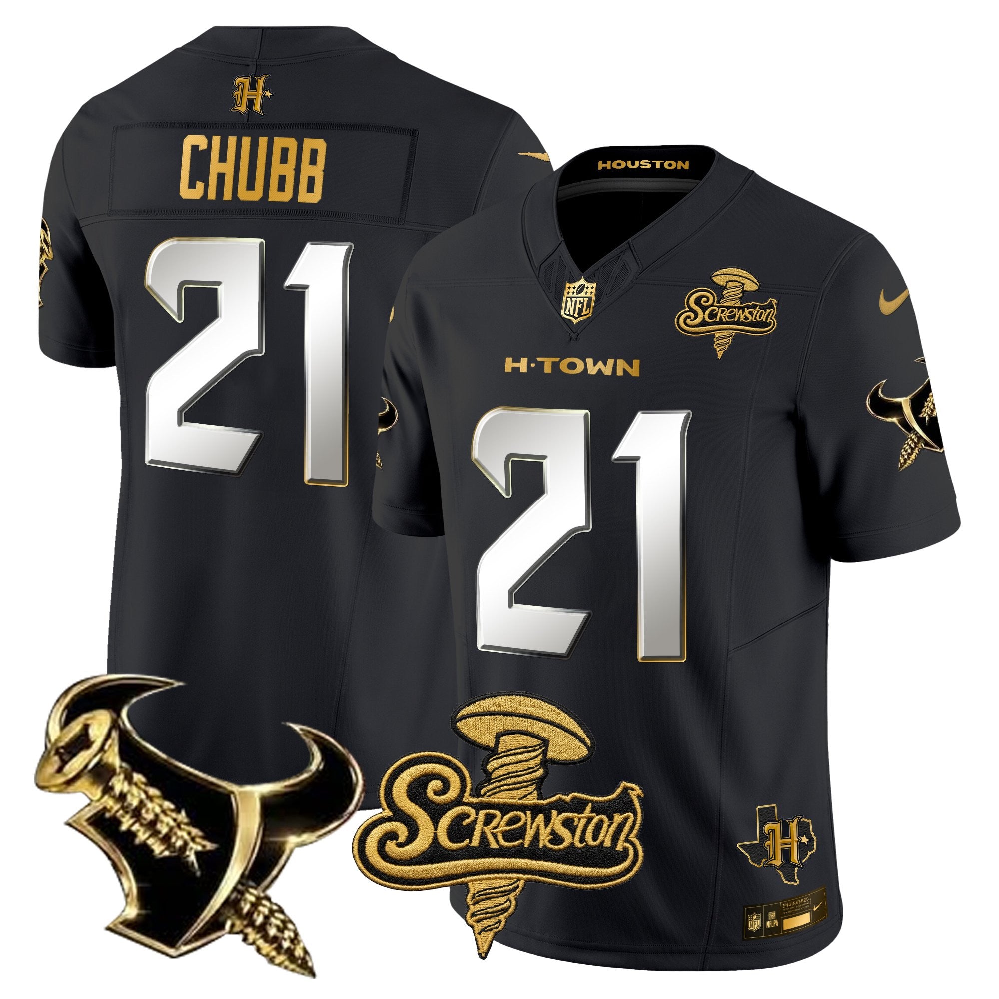 Men's Houston Texans DJ Screw Gold Vapor Limited Jersey - All Stitched
