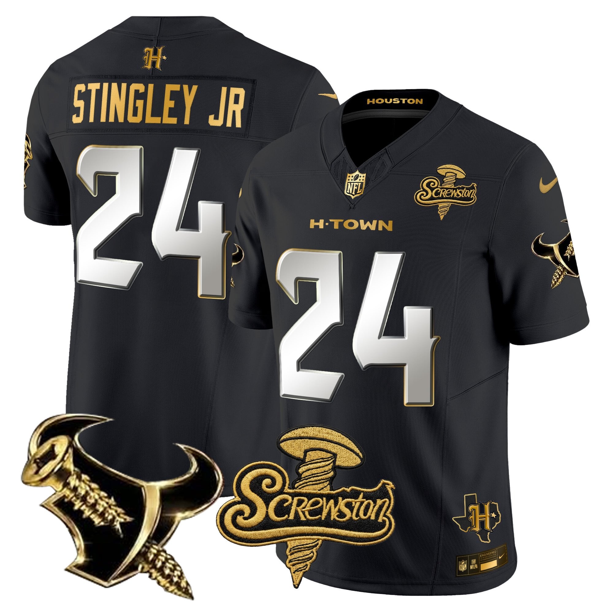 Men's Houston Texans DJ Screw Gold Vapor Limited Jersey - All Stitched