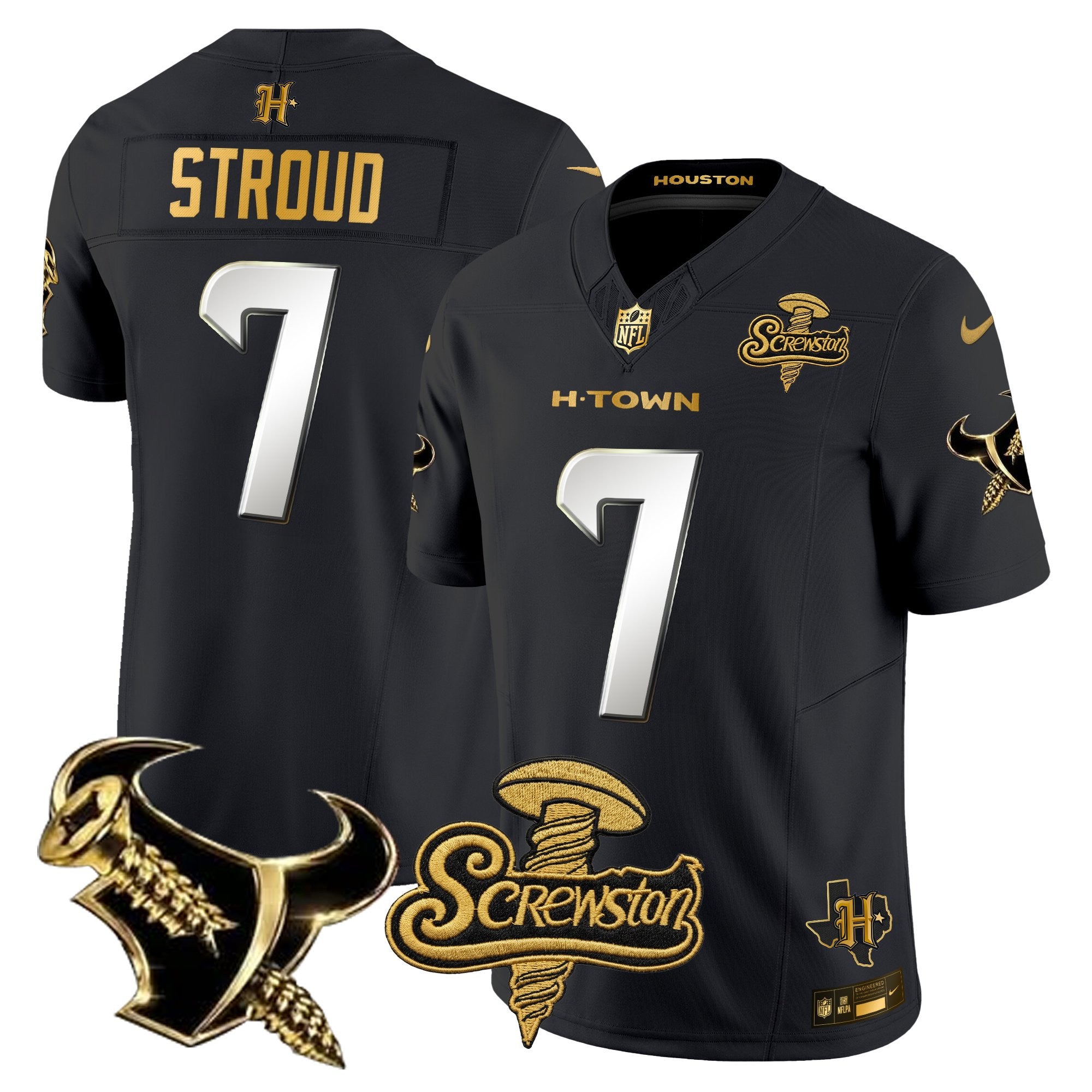 Men's Houston Texans DJ Screw Gold Vapor Limited Jersey - All Stitched