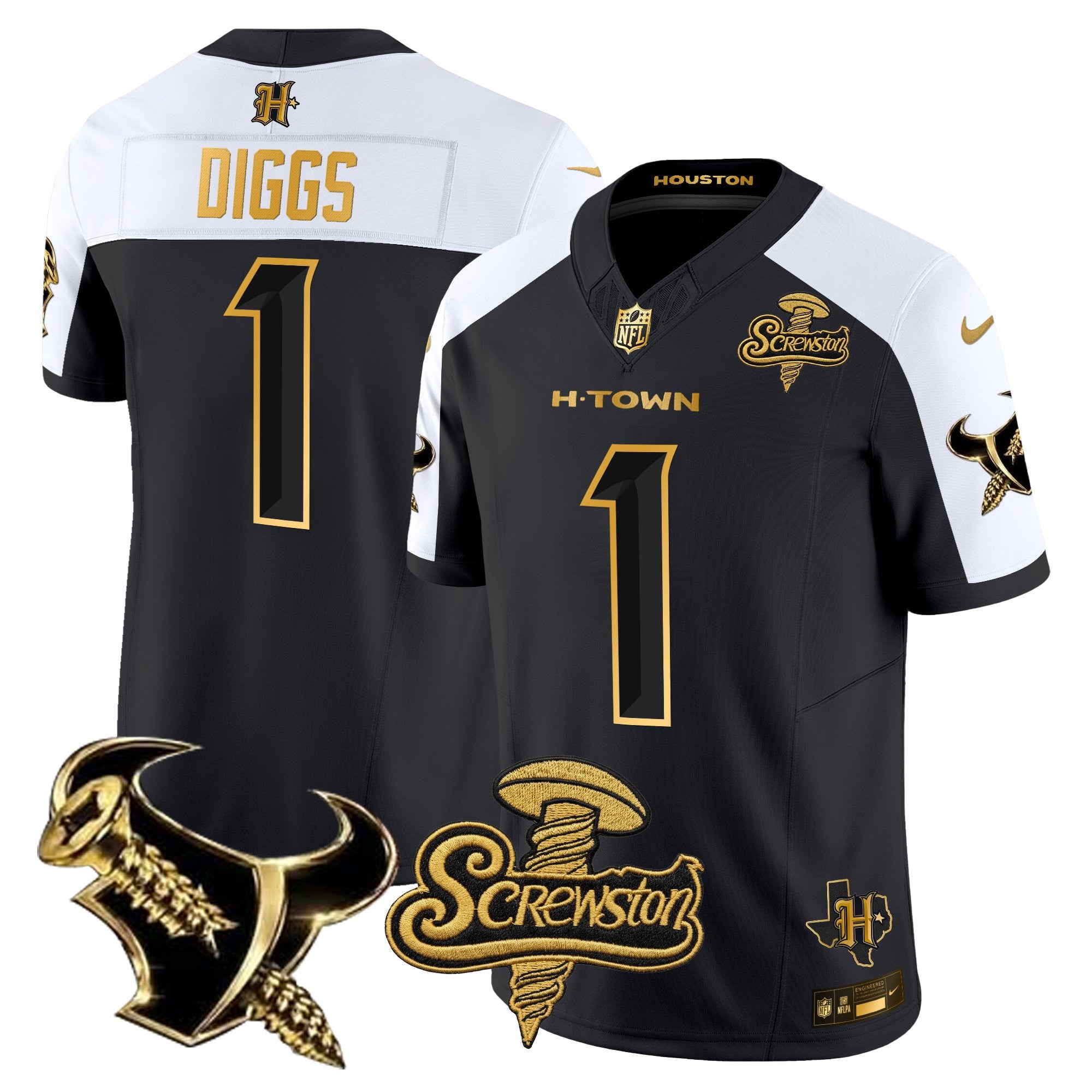 Men's Houston Texans DJ Screw Gold Vapor Limited Jersey - All Stitched