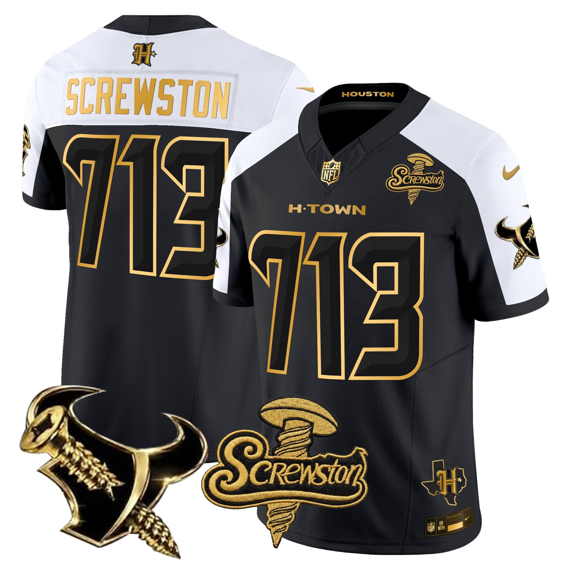 Men's Houston Texans DJ Screw Gold Vapor Limited Jersey - All Stitched