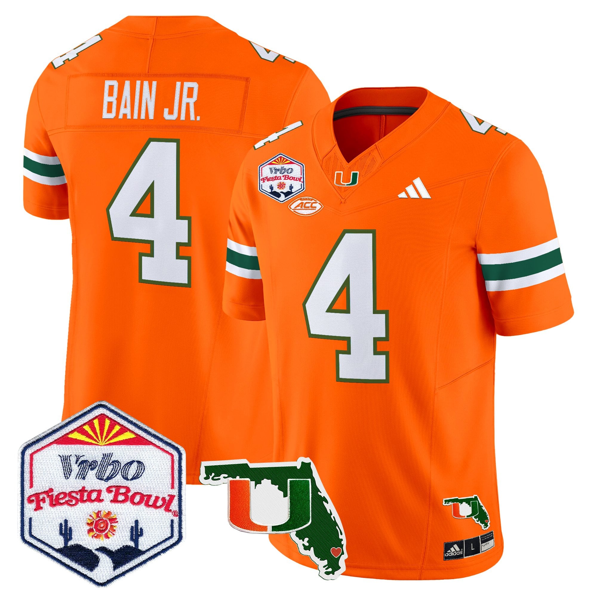 Men's Miami Hurricanes 2026 The Fiesta Bowl & Florida Patch Vapor Limited Jersey - All Stitched