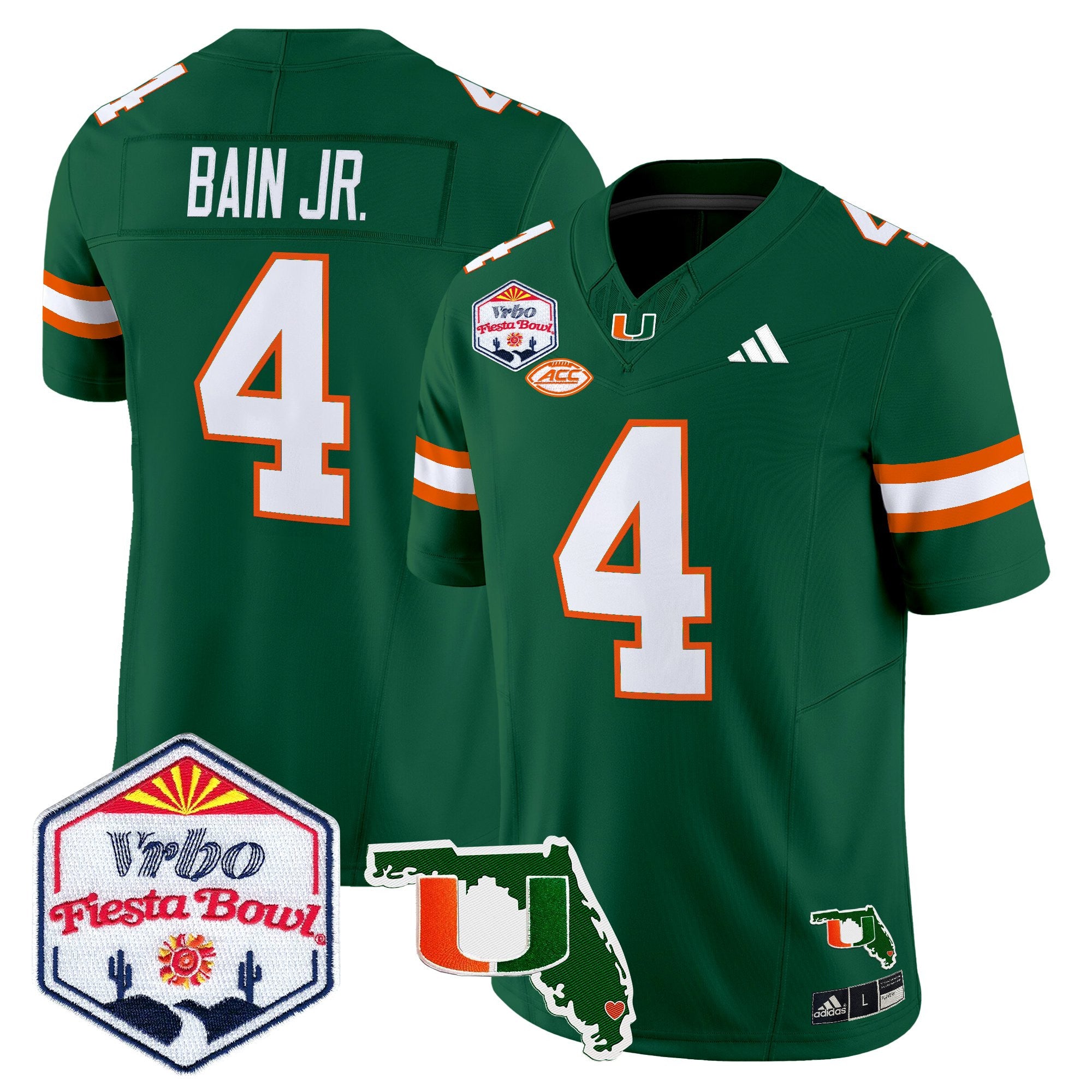 Men's Miami Hurricanes 2026 The Fiesta Bowl & Florida Patch Vapor Limited Jersey - All Stitched