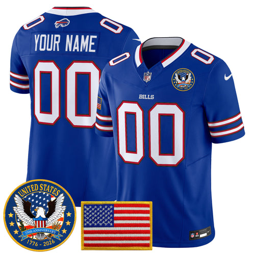 Buffalo Bills "United States 250th Anniversary Patch" Vapor Limited Custom Jersey - All Stitched