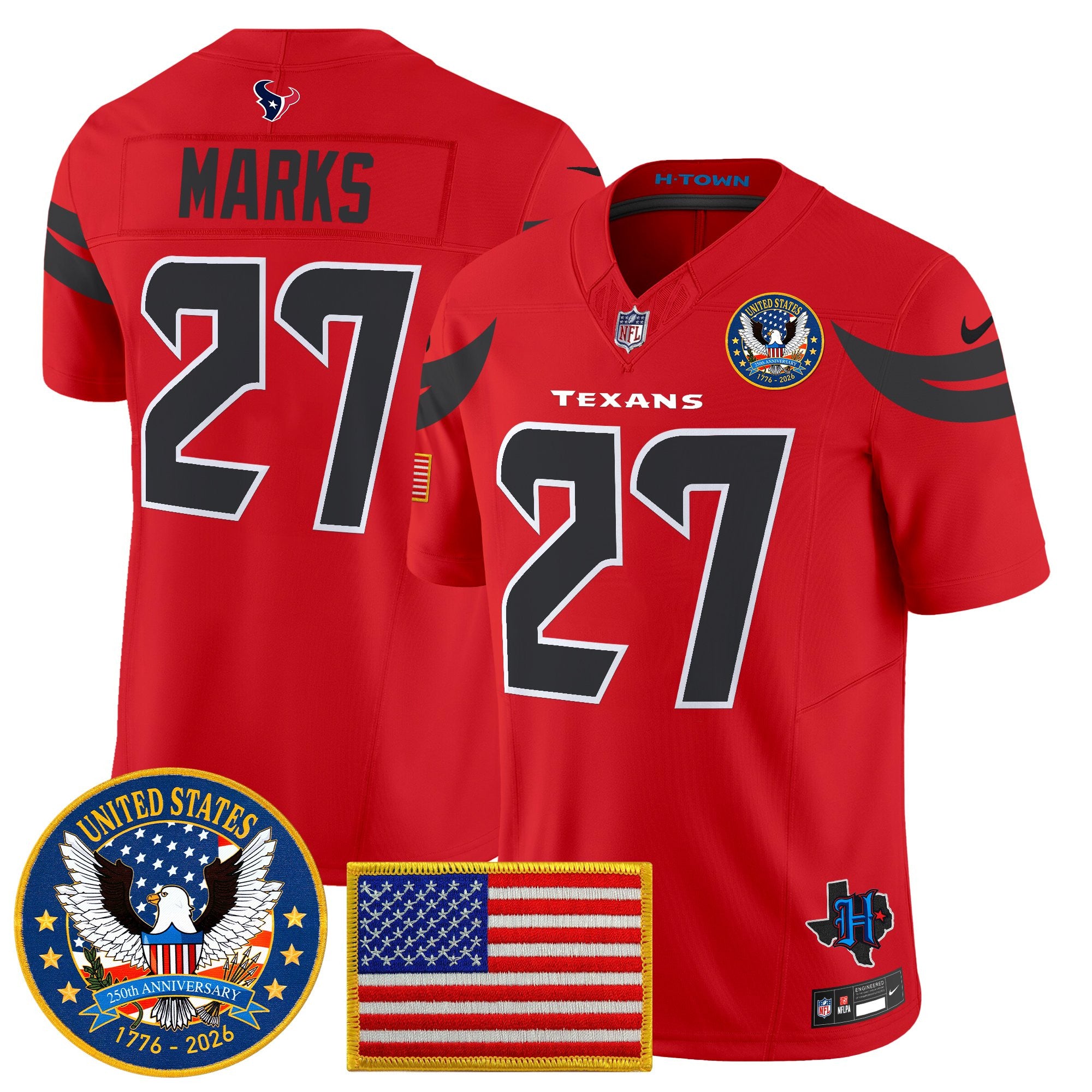 Men's Houston Texans "United States 250th Anniversary Patch" Vapor Limited Jersey - All Stitched