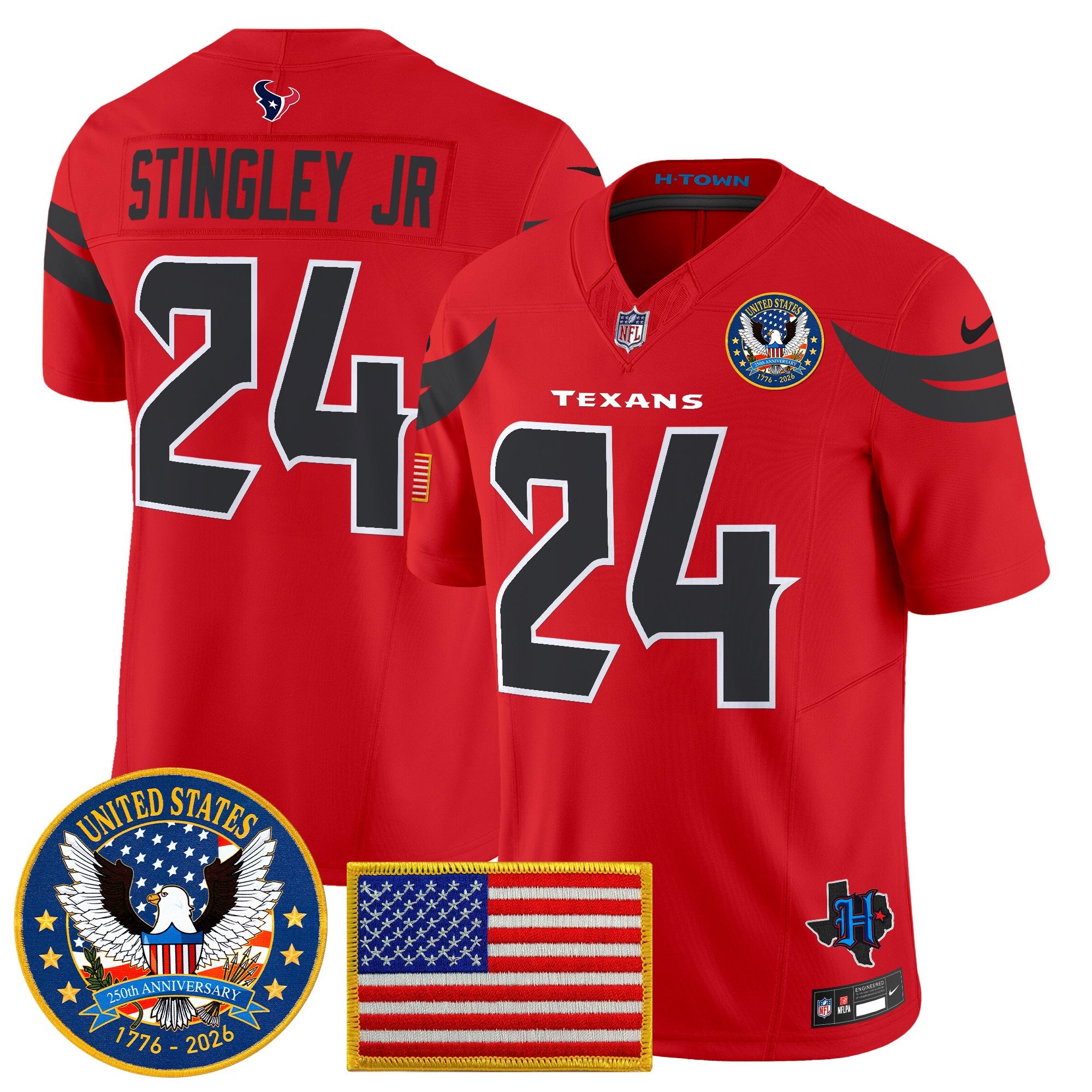 Men's Houston Texans "United States 250th Anniversary Patch" Vapor Limited Jersey - All Stitched