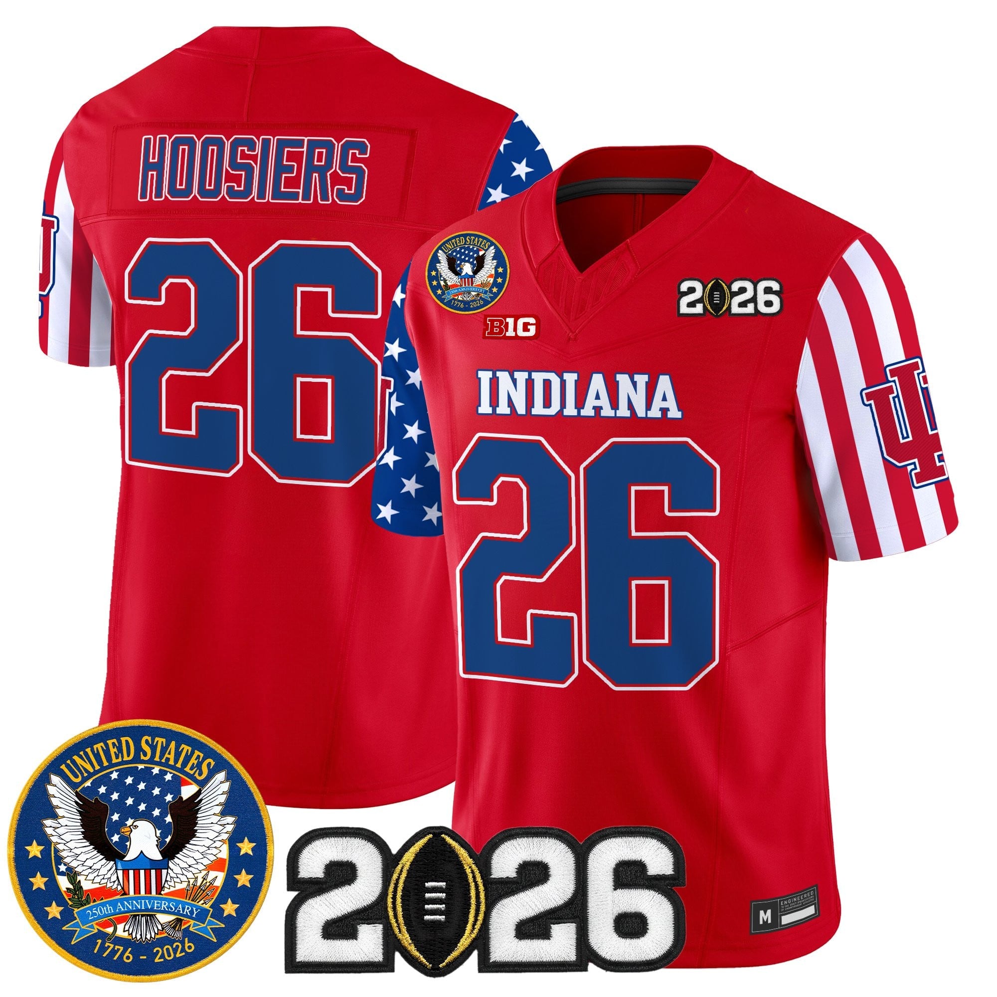 Men's Indiana Hoosiers "America250 Edition" Vapor Limited Jersey - 2026 CFP Final Patch - All Stitched