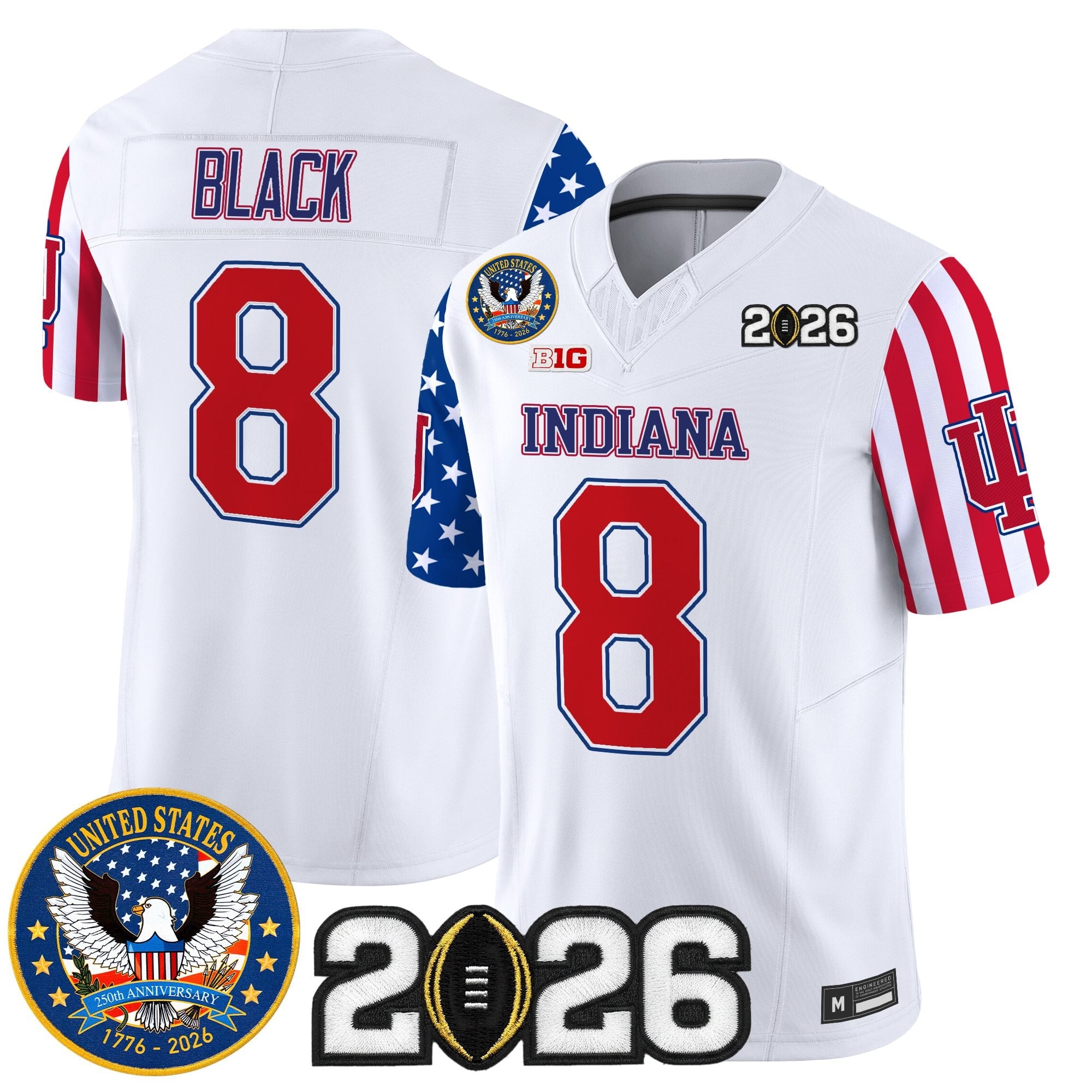 Men's Indiana Hoosiers "America250 Edition" Vapor Limited Jersey - 2026 CFP Final Patch - All Stitched