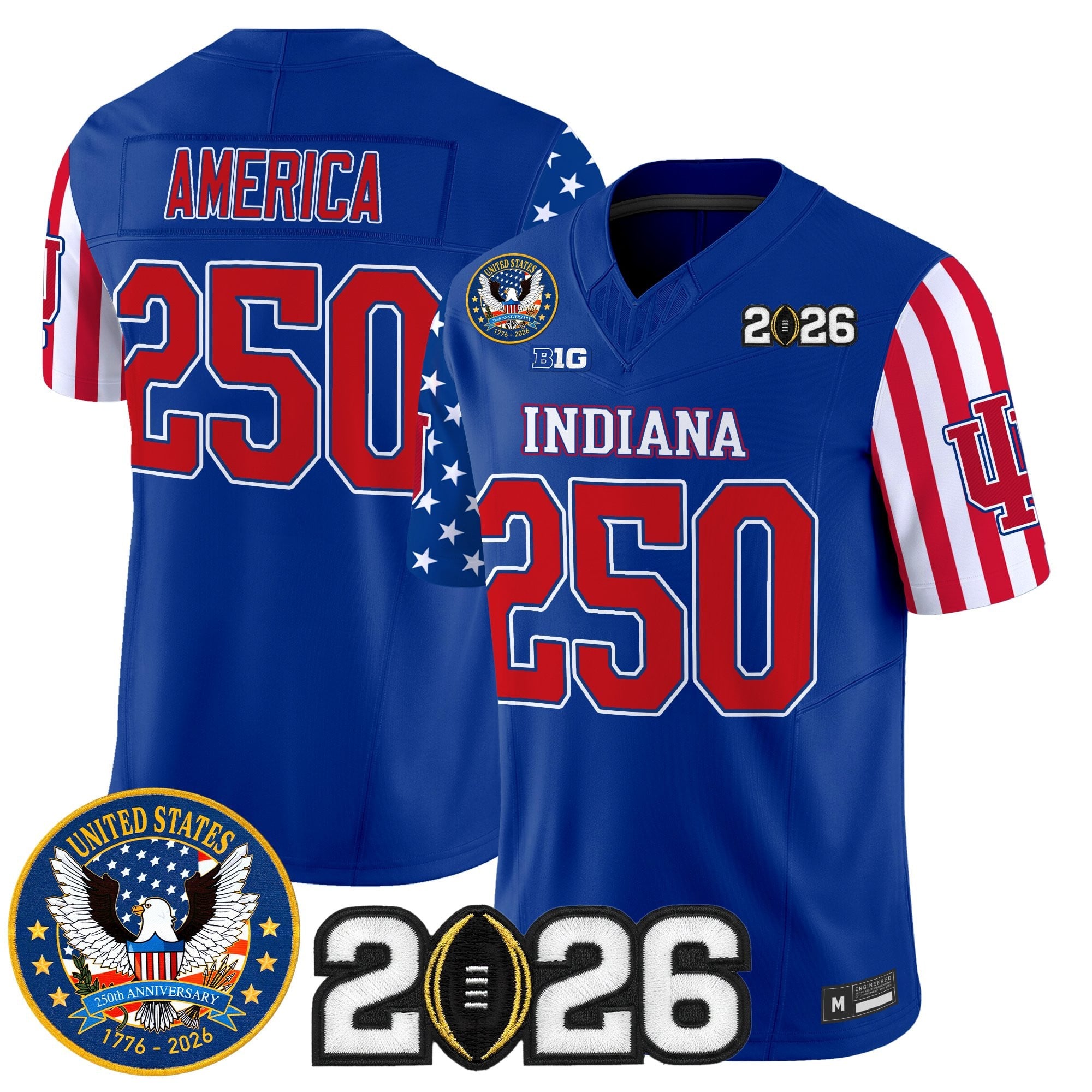 Men's Indiana Hoosiers "America250 Edition" Vapor Limited Jersey - 2026 CFP Final Patch - All Stitched