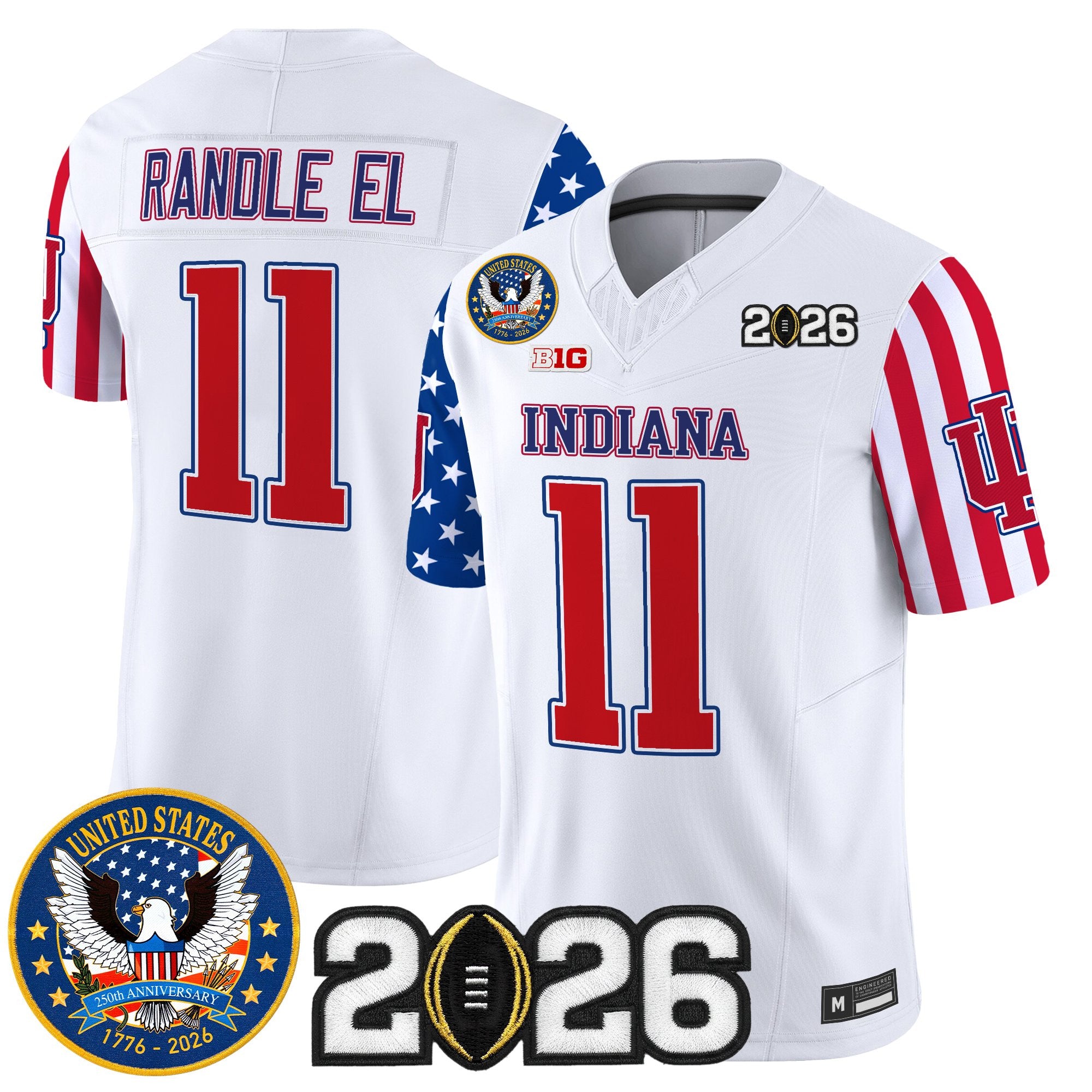 Men's Indiana Hoosiers "America250 Edition" Vapor Limited Jersey - 2026 CFP Final Patch - All Stitched