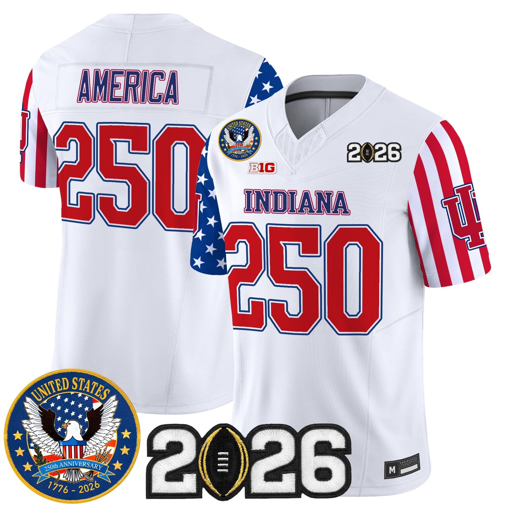Men's Indiana Hoosiers "America250 Edition" Vapor Limited Jersey - 2026 CFP Final Patch - All Stitched