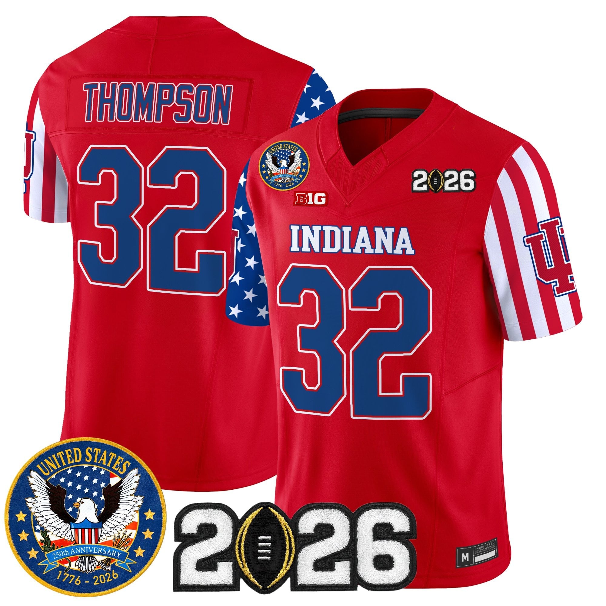 Men's Indiana Hoosiers "America250 Edition" Vapor Limited Jersey - 2026 CFP Final Patch - All Stitched