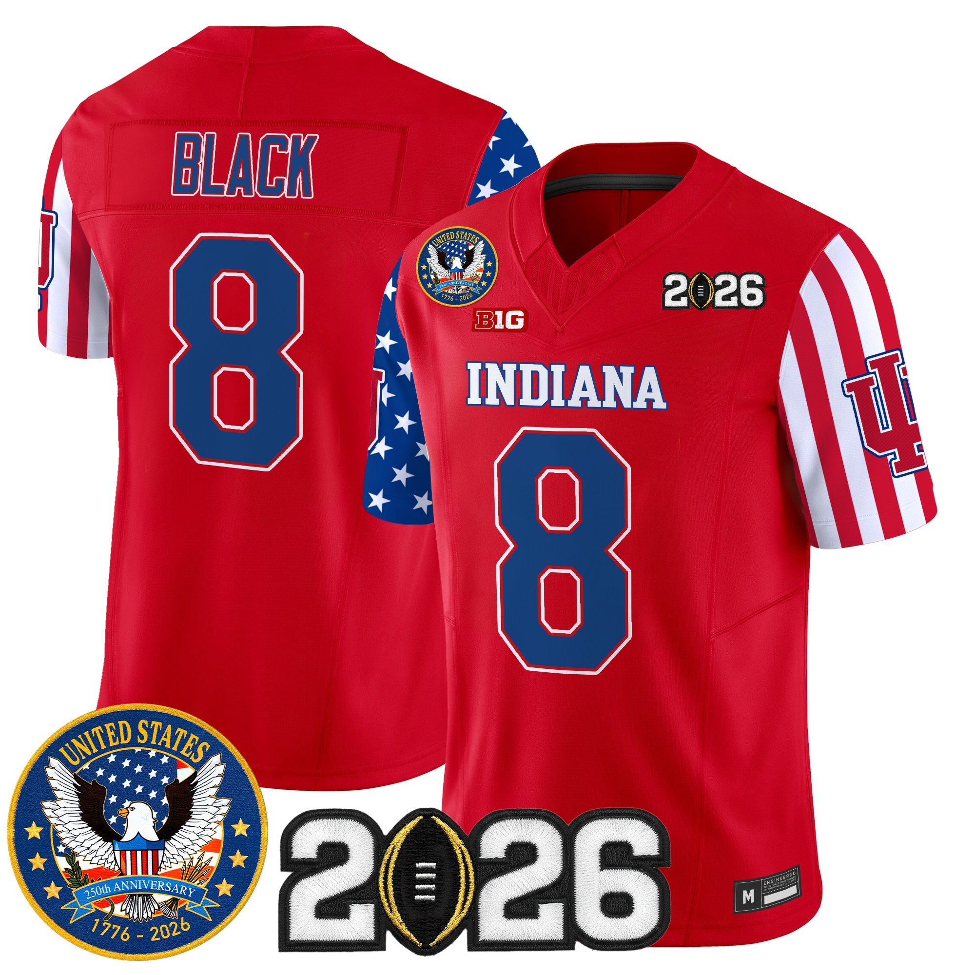 Men's Indiana Hoosiers "America250 Edition" Vapor Limited Jersey - 2026 CFP Final Patch - All Stitched