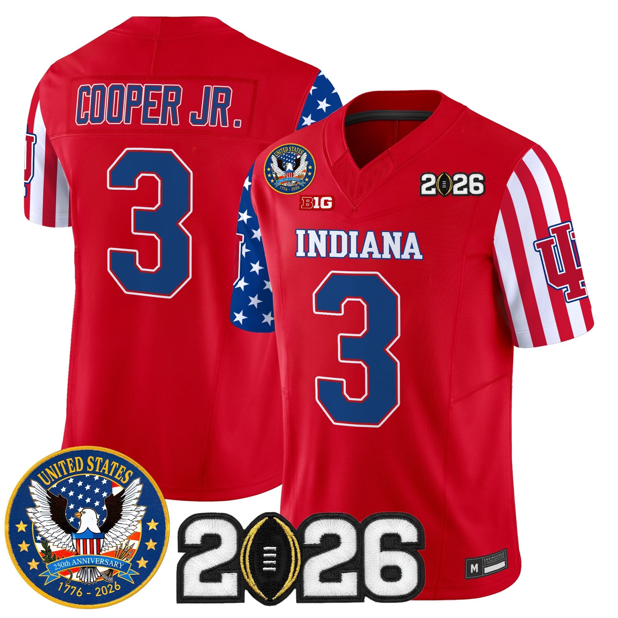 Men's Indiana Hoosiers "America250 Edition" Vapor Limited Jersey - 2026 CFP Final Patch - All Stitched