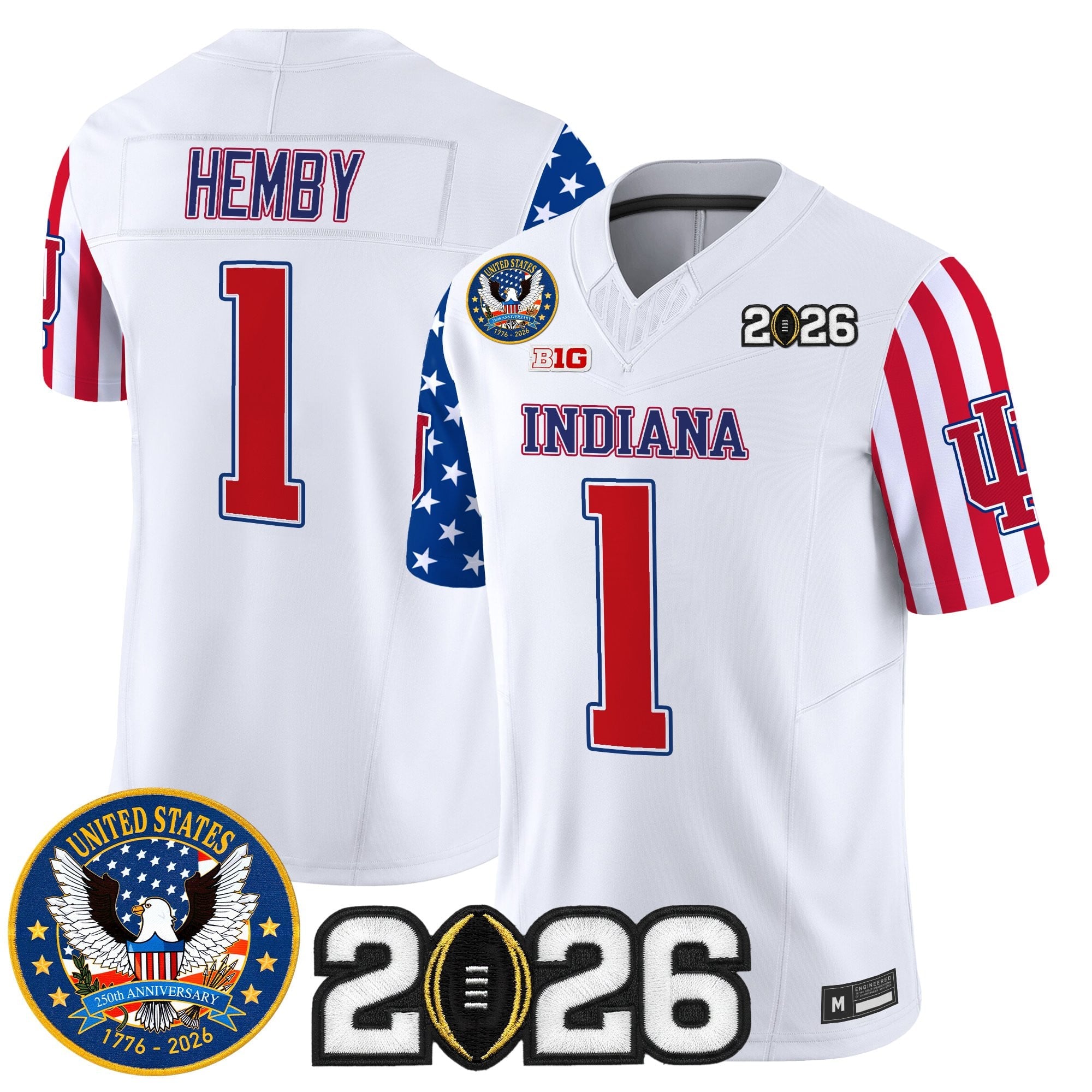 Men's Indiana Hoosiers "America250 Edition" Vapor Limited Jersey - 2026 CFP Final Patch - All Stitched