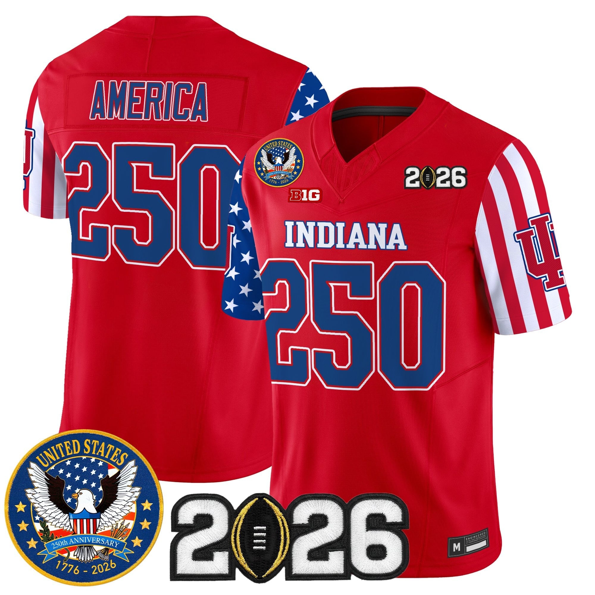 Men's Indiana Hoosiers "America250 Edition" Vapor Limited Jersey - 2026 CFP Final Patch - All Stitched