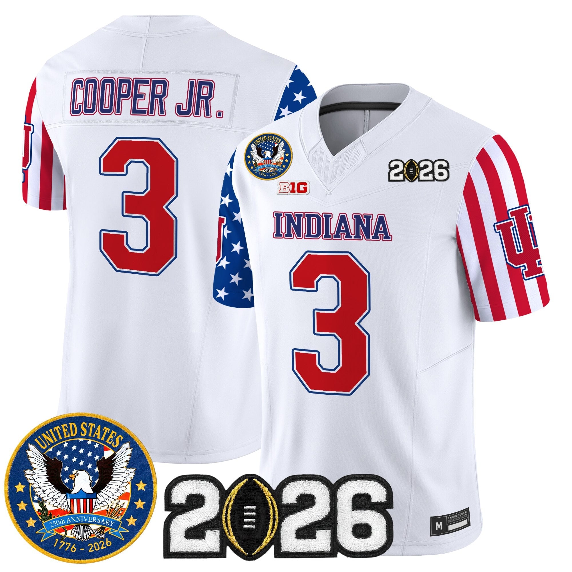 Men's Indiana Hoosiers "America250 Edition" Vapor Limited Jersey - 2026 CFP Final Patch - All Stitched