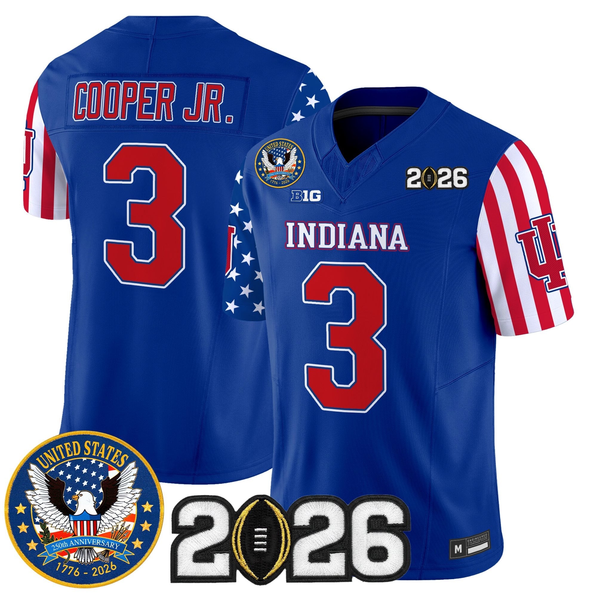Men's Indiana Hoosiers "America250 Edition" Vapor Limited Jersey - 2026 CFP Final Patch - All Stitched