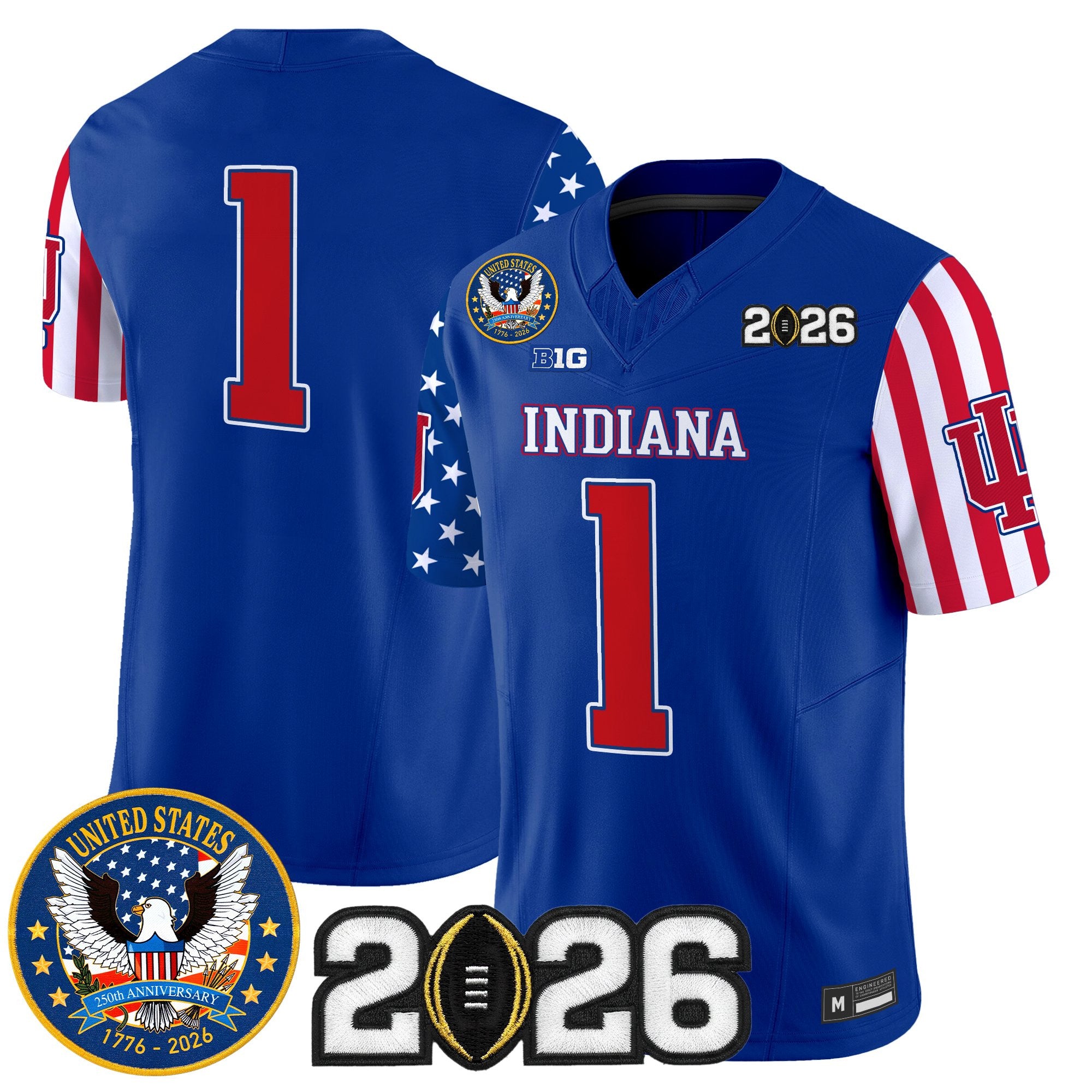 Men's Indiana Hoosiers "America250 Edition" Vapor Limited Jersey - 2026 CFP Final Patch - All Stitched