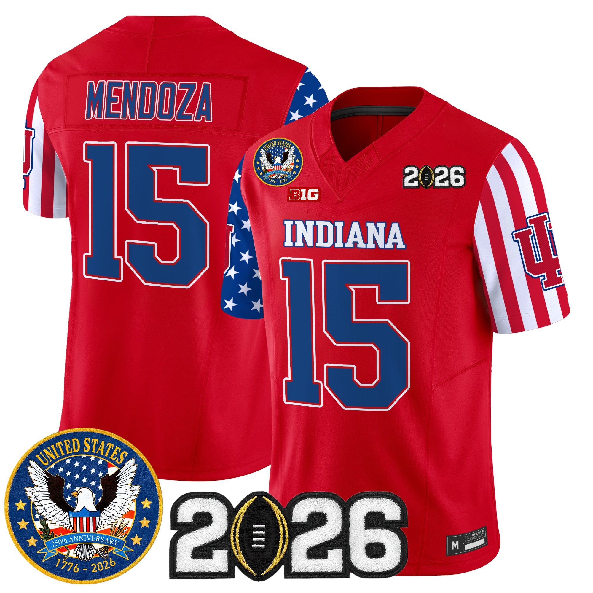 Men's Indiana Hoosiers "America250 Edition" Vapor Limited Jersey - 2026 CFP Final Patch - All Stitched