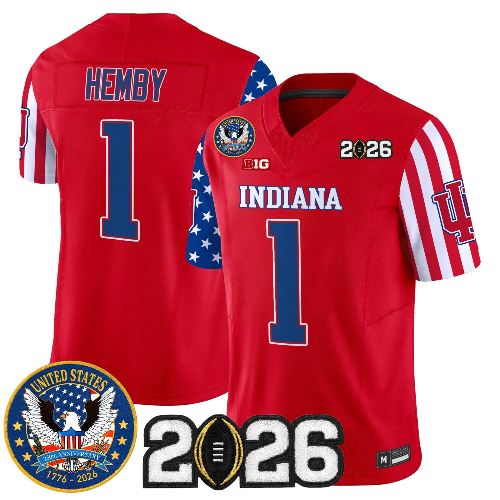 Men's Indiana Hoosiers "America250 Edition" Vapor Limited Jersey - 2026 CFP Final Patch - All Stitched