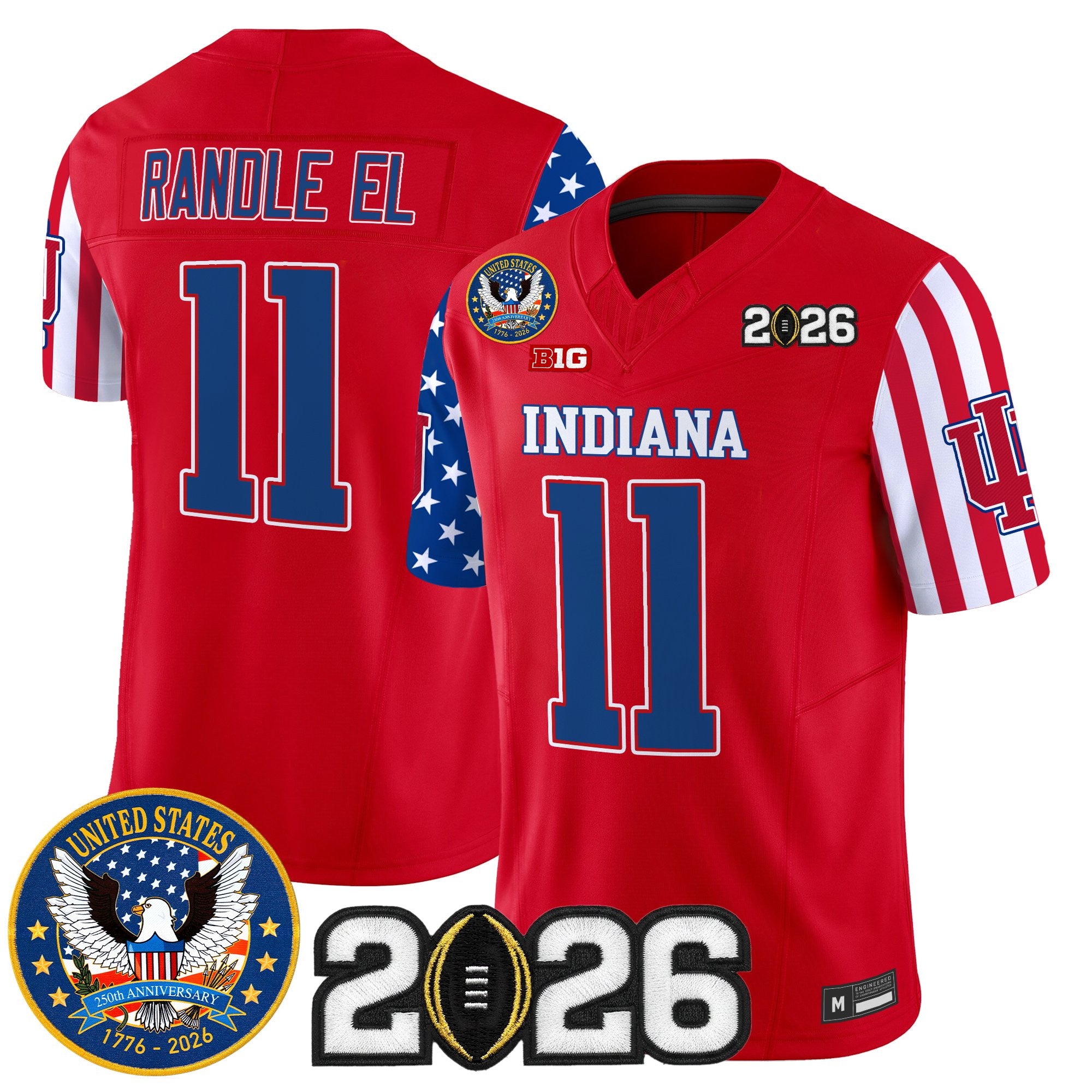 Men's Indiana Hoosiers "America250 Edition" Vapor Limited Jersey - 2026 CFP Final Patch - All Stitched