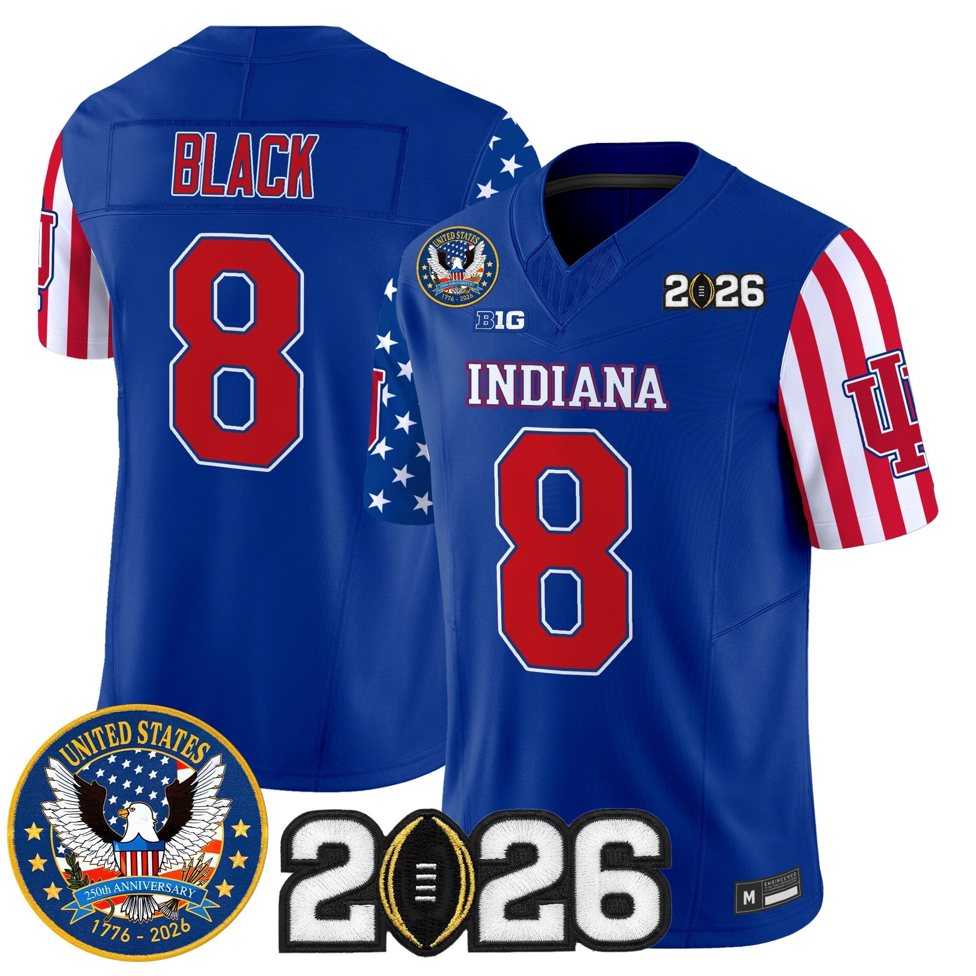 Men's Indiana Hoosiers "America250 Edition" Vapor Limited Jersey - 2026 CFP Final Patch - All Stitched