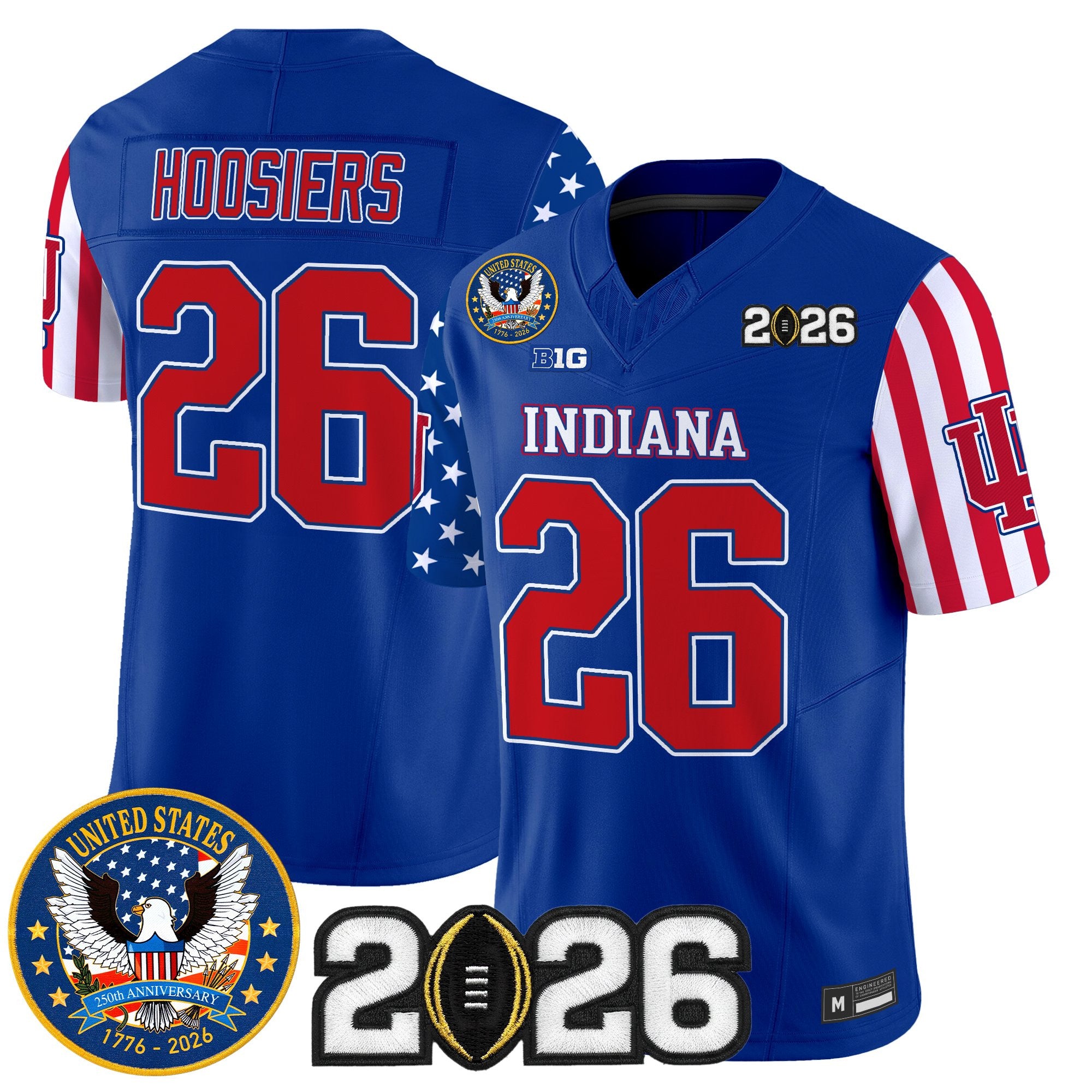 Men's Indiana Hoosiers "America250 Edition" Vapor Limited Jersey - 2026 CFP Final Patch - All Stitched