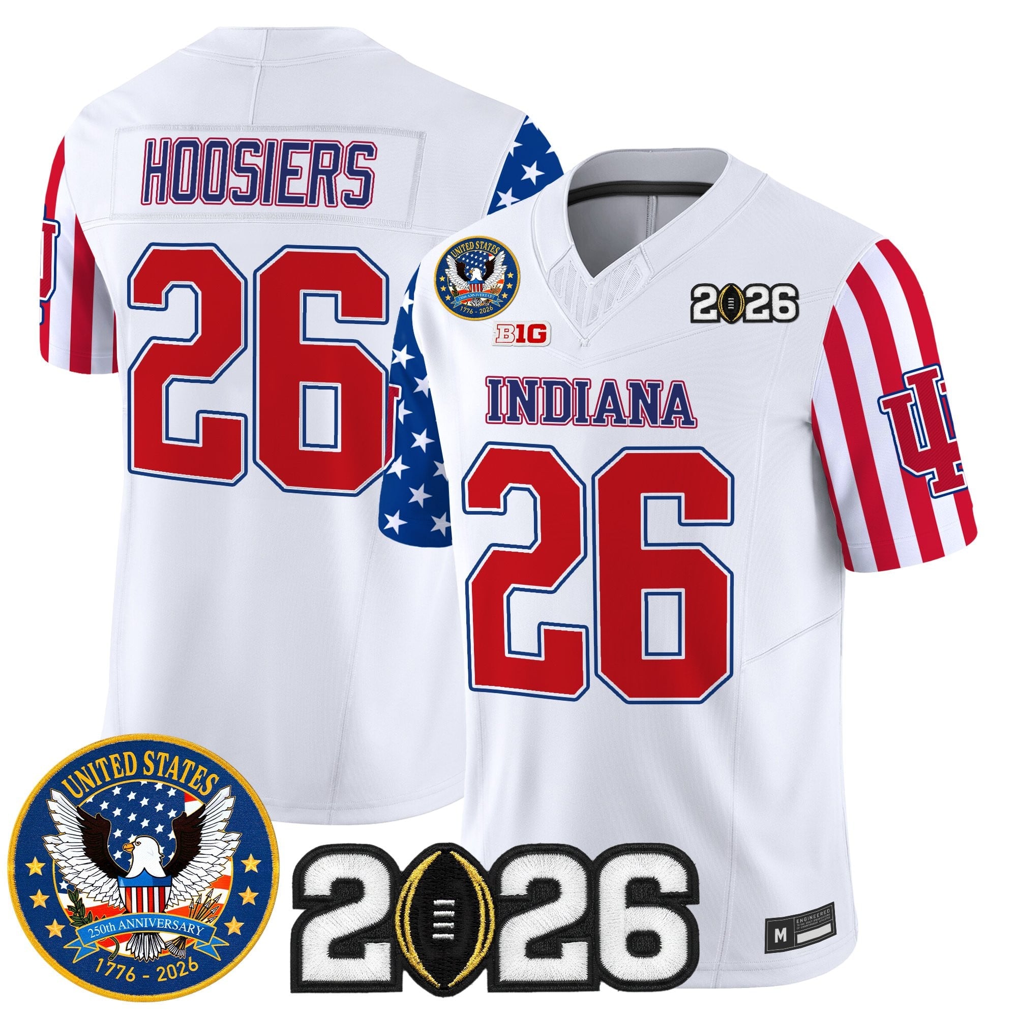 Men's Indiana Hoosiers "America250 Edition" Vapor Limited Jersey - 2026 CFP Final Patch - All Stitched