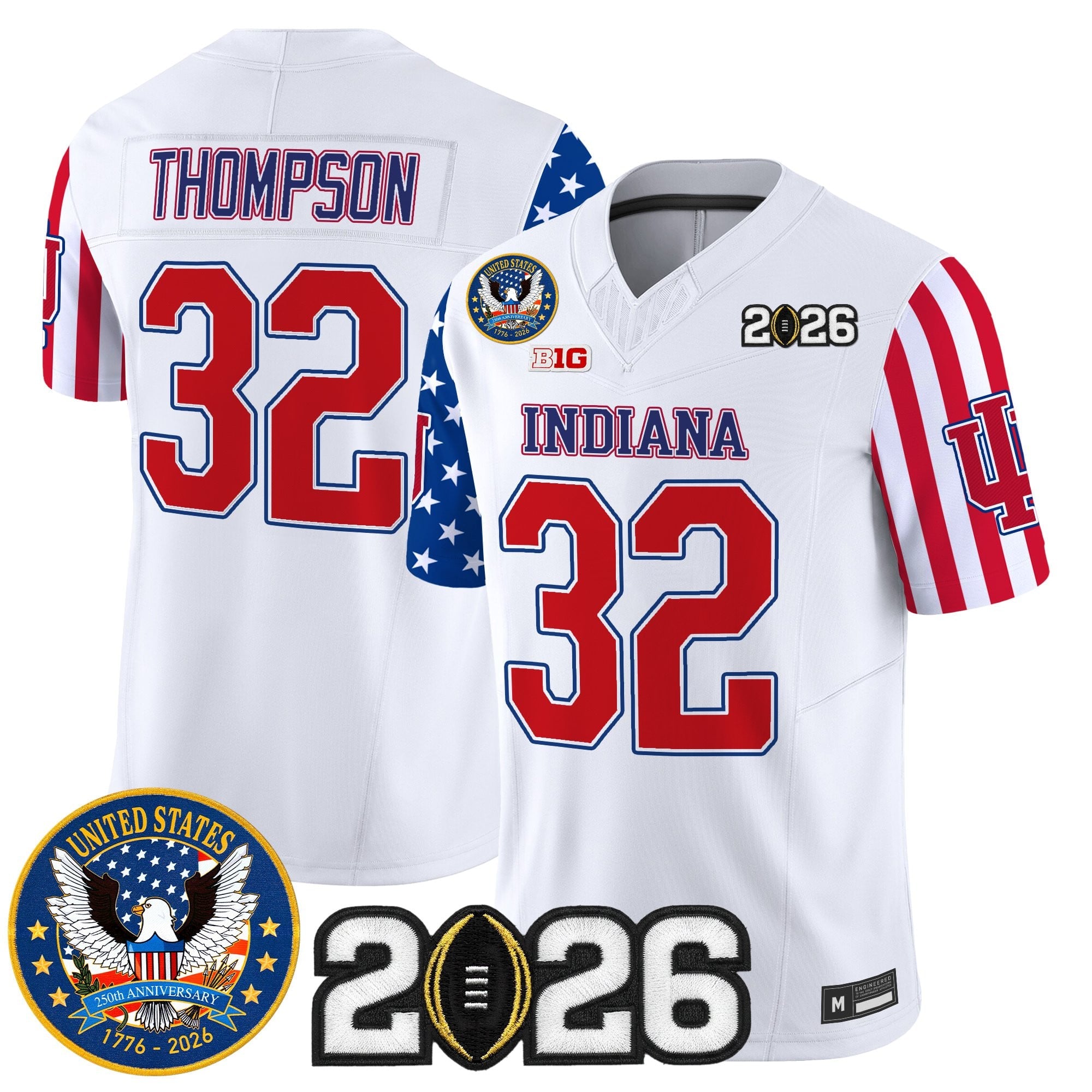 Men's Indiana Hoosiers "America250 Edition" Vapor Limited Jersey - 2026 CFP Final Patch - All Stitched