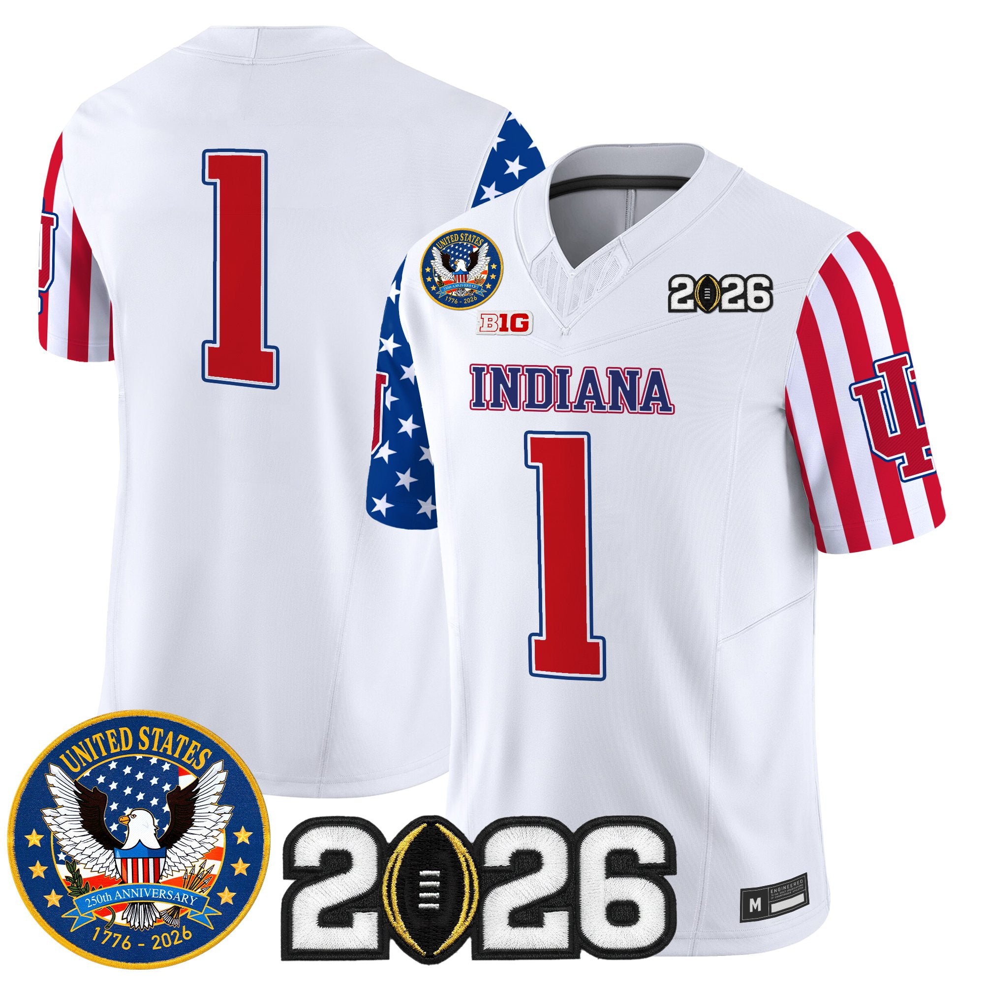 Men's Indiana Hoosiers "America250 Edition" Vapor Limited Jersey - 2026 CFP Final Patch - All Stitched