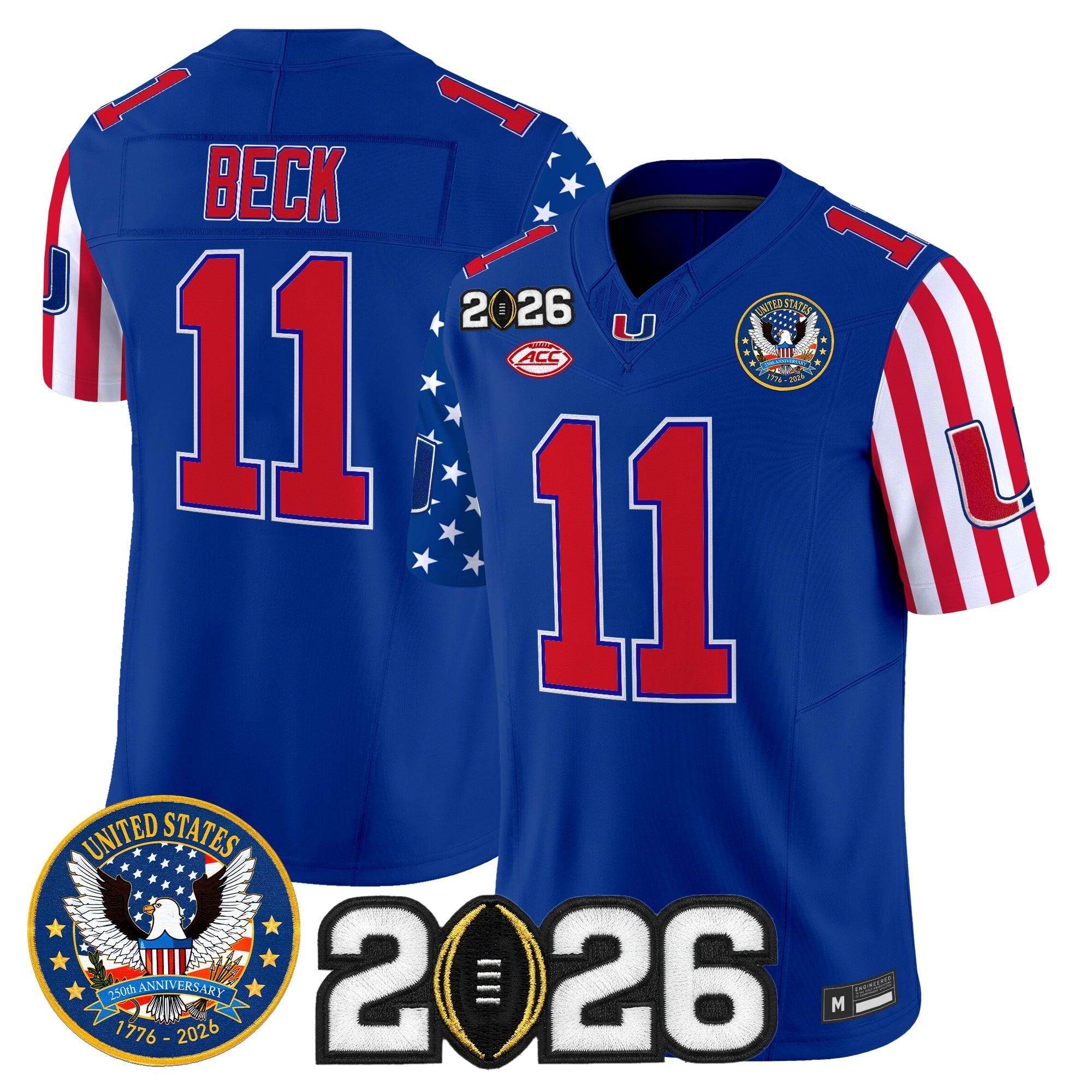 Men's Miami Hurricanes "America250 Edition" Vapor Limited Jersey - 2026 CFP Final Patch - All Stitched