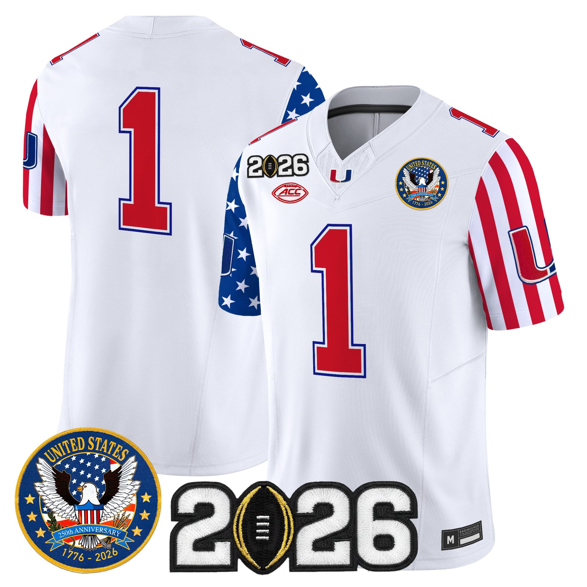 Men's Miami Hurricanes "America250 Edition" Vapor Limited Jersey - 2026 CFP Final Patch - All Stitched