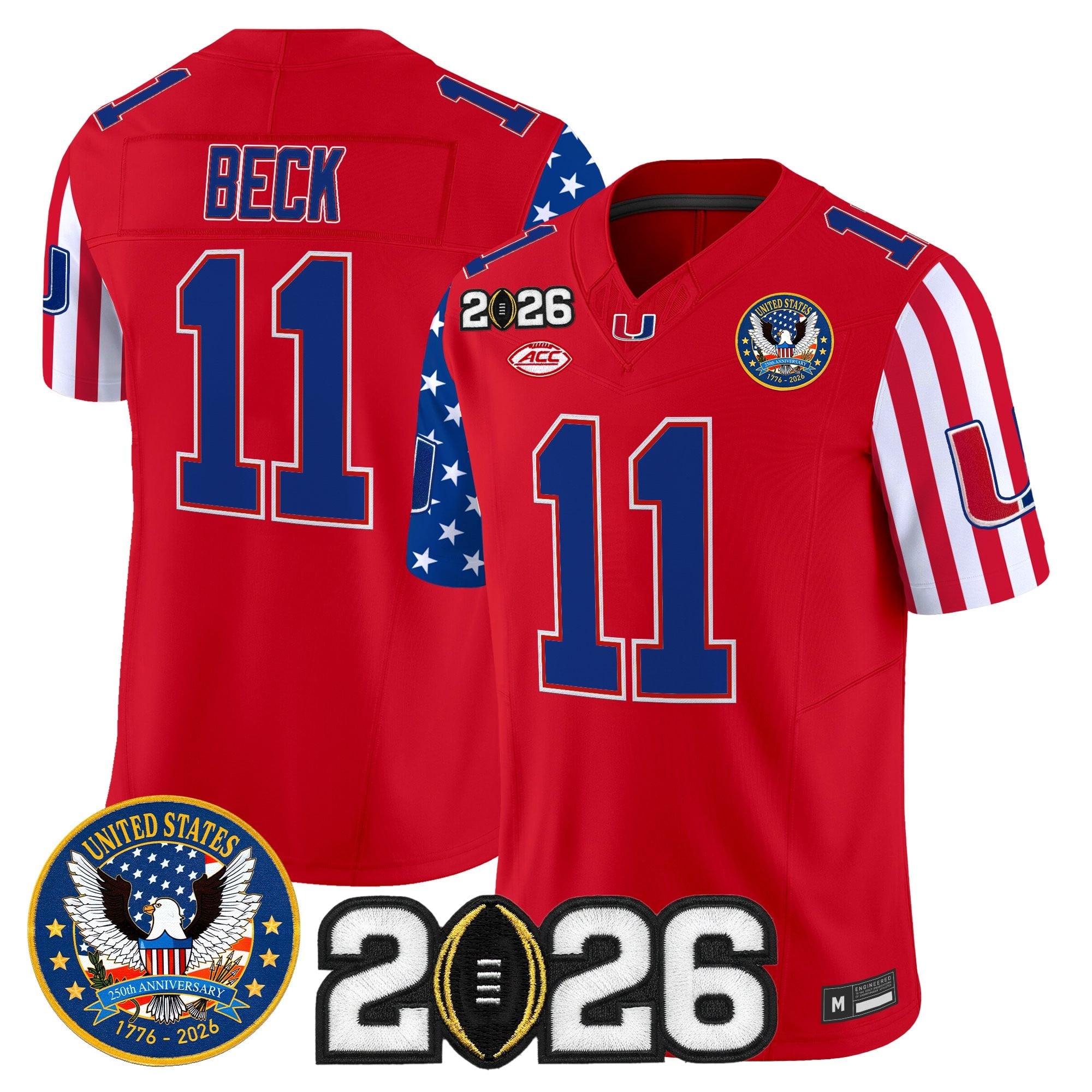 Men's Miami Hurricanes "America250 Edition" Vapor Limited Jersey - 2026 CFP Final Patch - All Stitched