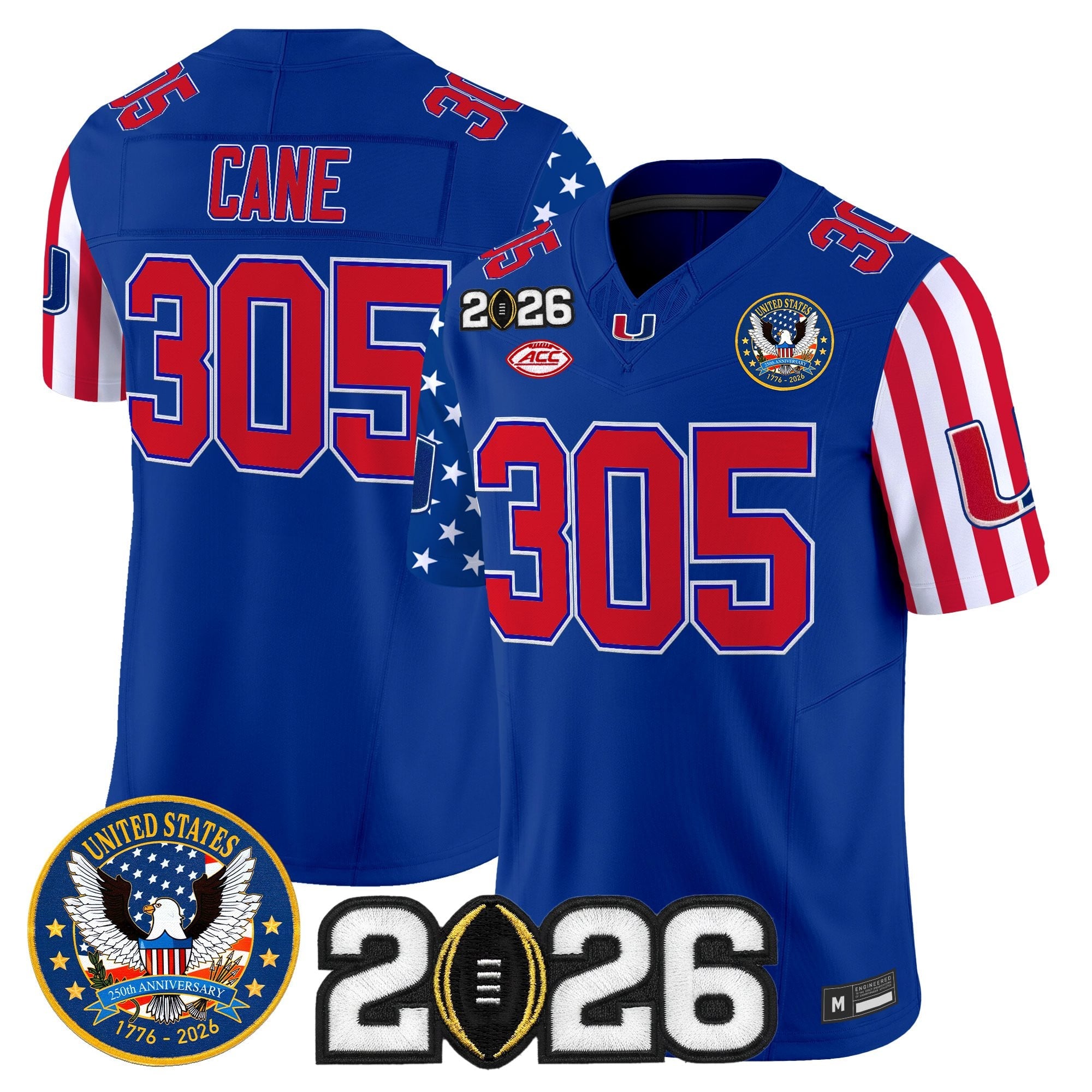 Men's Miami Hurricanes "America250 Edition" Vapor Limited Jersey - 2026 CFP Final Patch - All Stitched
