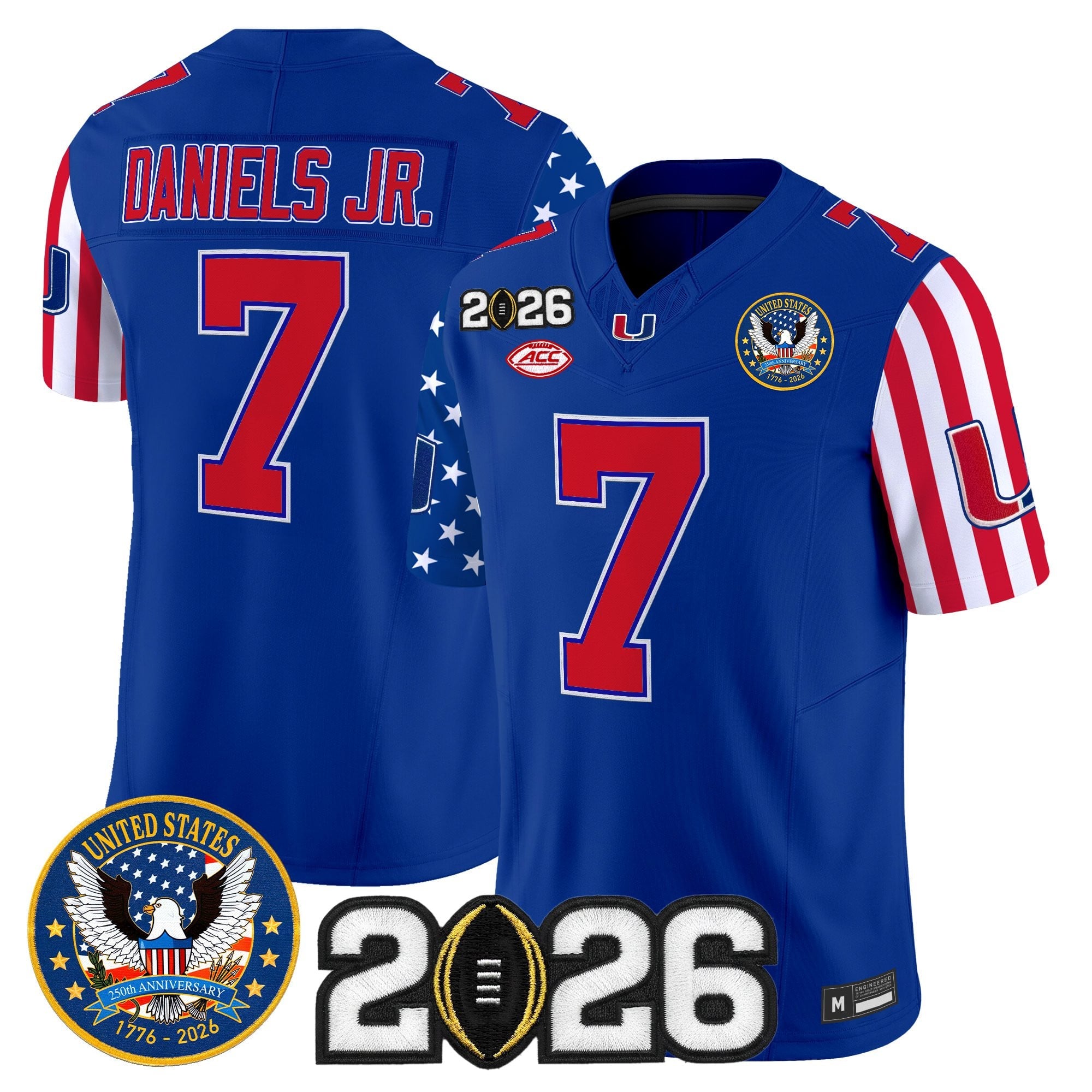 Men's Miami Hurricanes "America250 Edition" Vapor Limited Jersey - 2026 CFP Final Patch - All Stitched