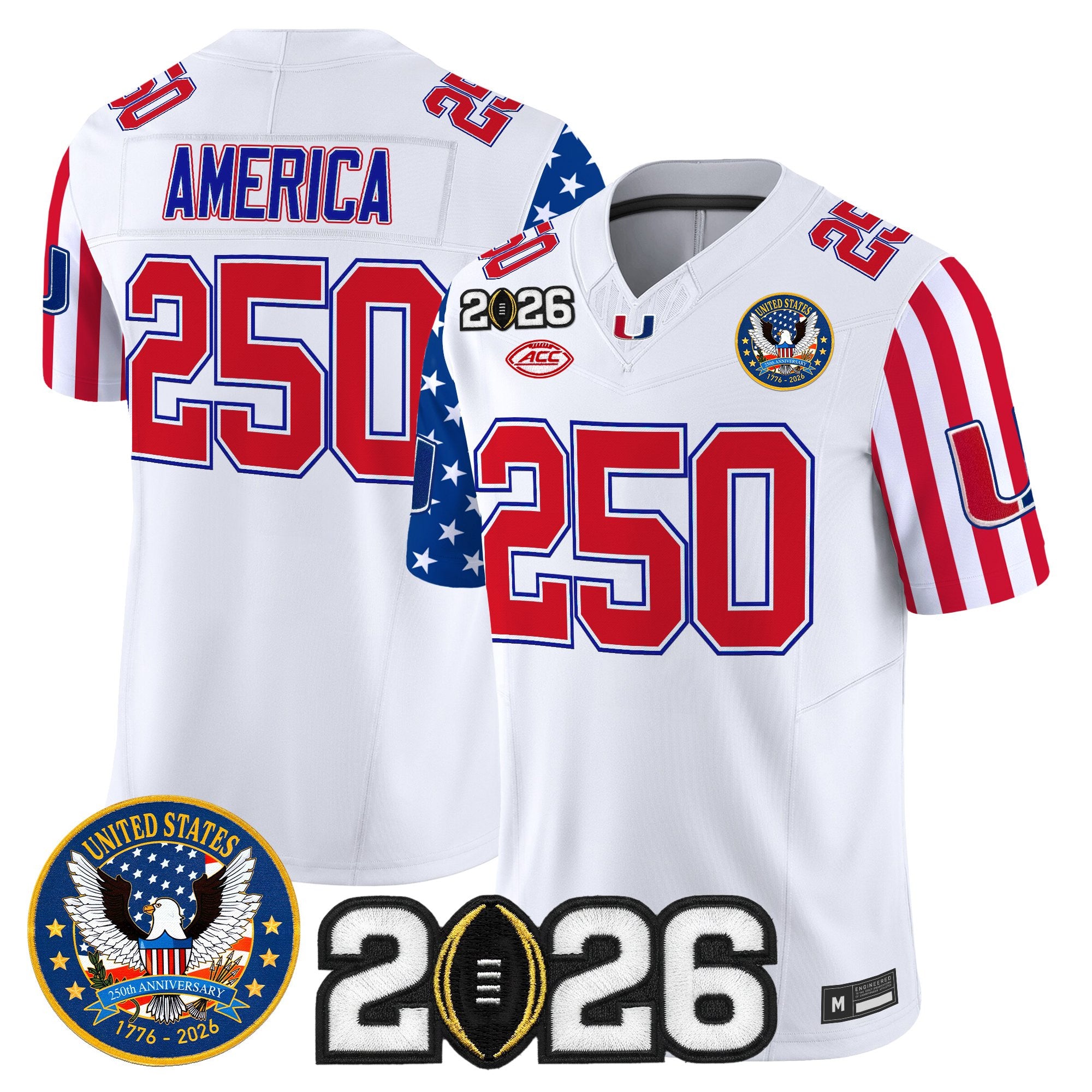 Men's Miami Hurricanes "America250 Edition" Vapor Limited Jersey - 2026 CFP Final Patch - All Stitched