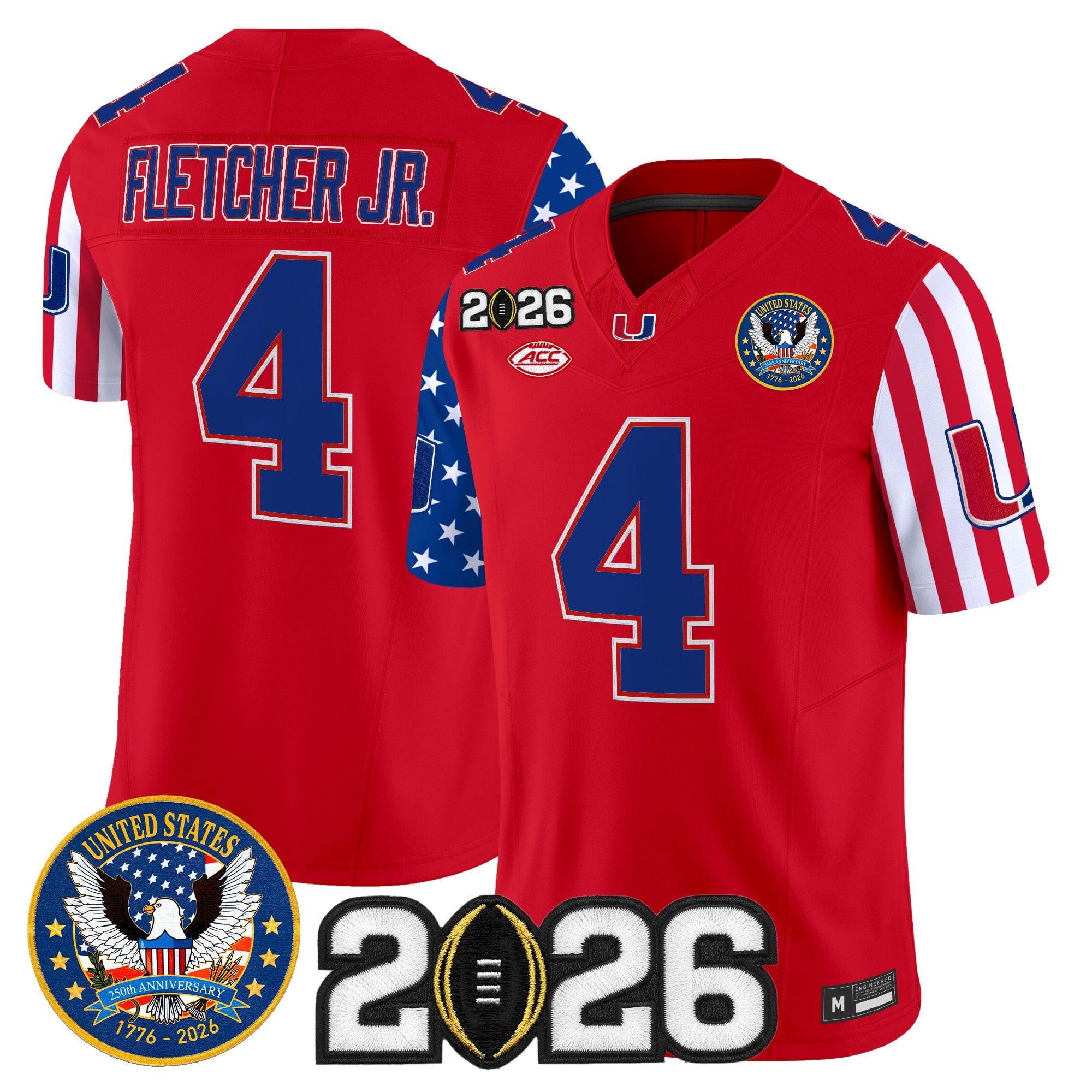 Men's Miami Hurricanes "America250 Edition" Vapor Limited Jersey - 2026 CFP Final Patch - All Stitched