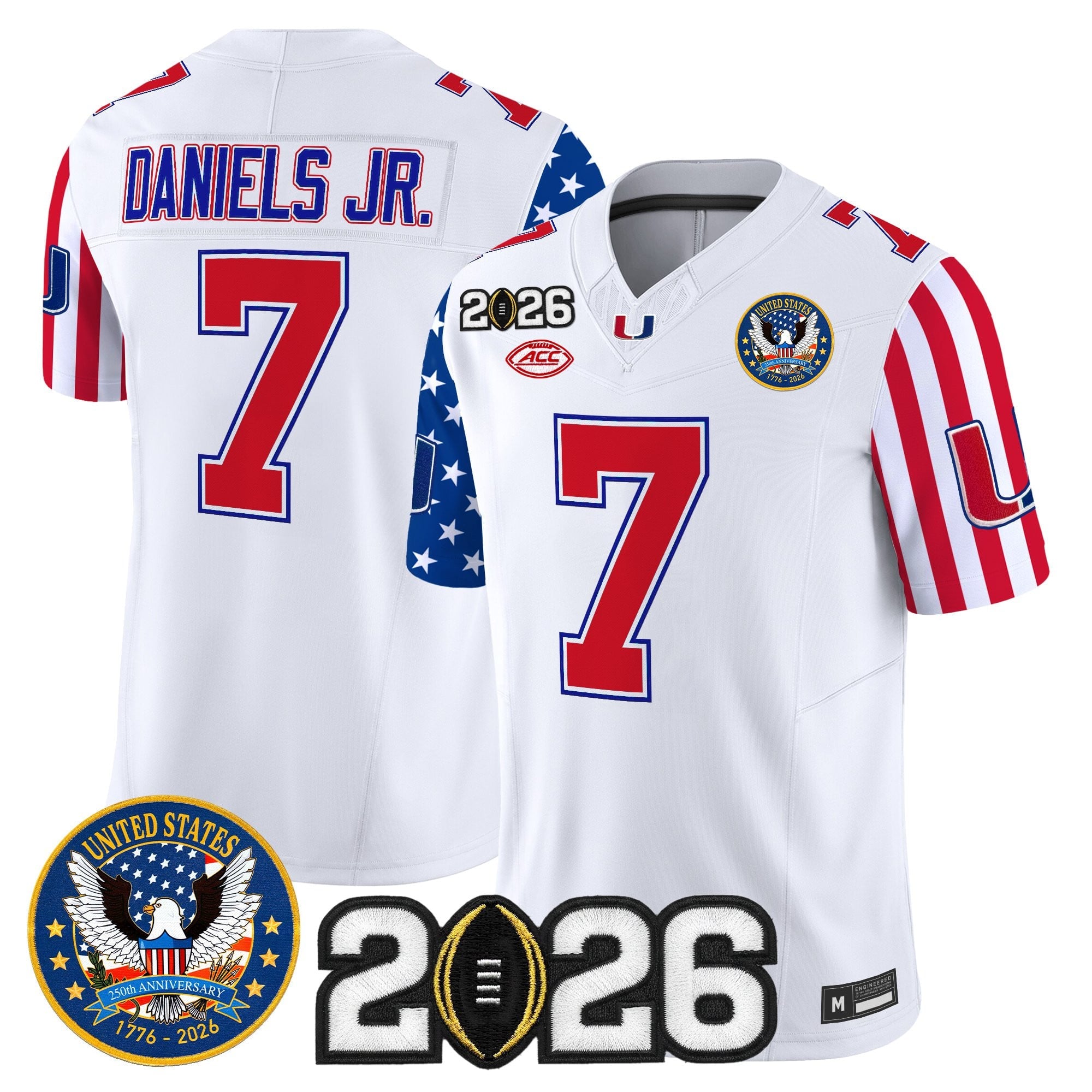 Men's Miami Hurricanes "America250 Edition" Vapor Limited Jersey - 2026 CFP Final Patch - All Stitched