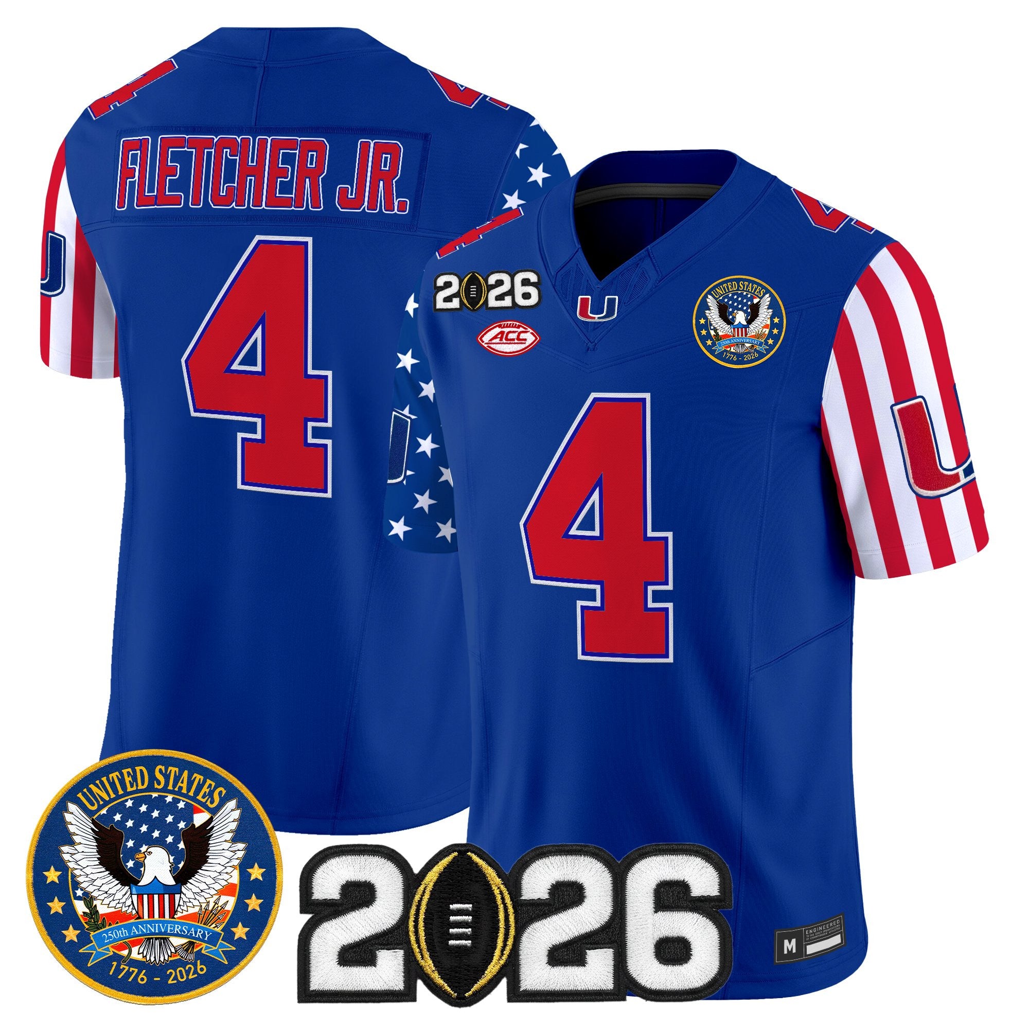 Men's Miami Hurricanes "America250 Edition" Vapor Limited Jersey - 2026 CFP Final Patch - All Stitched