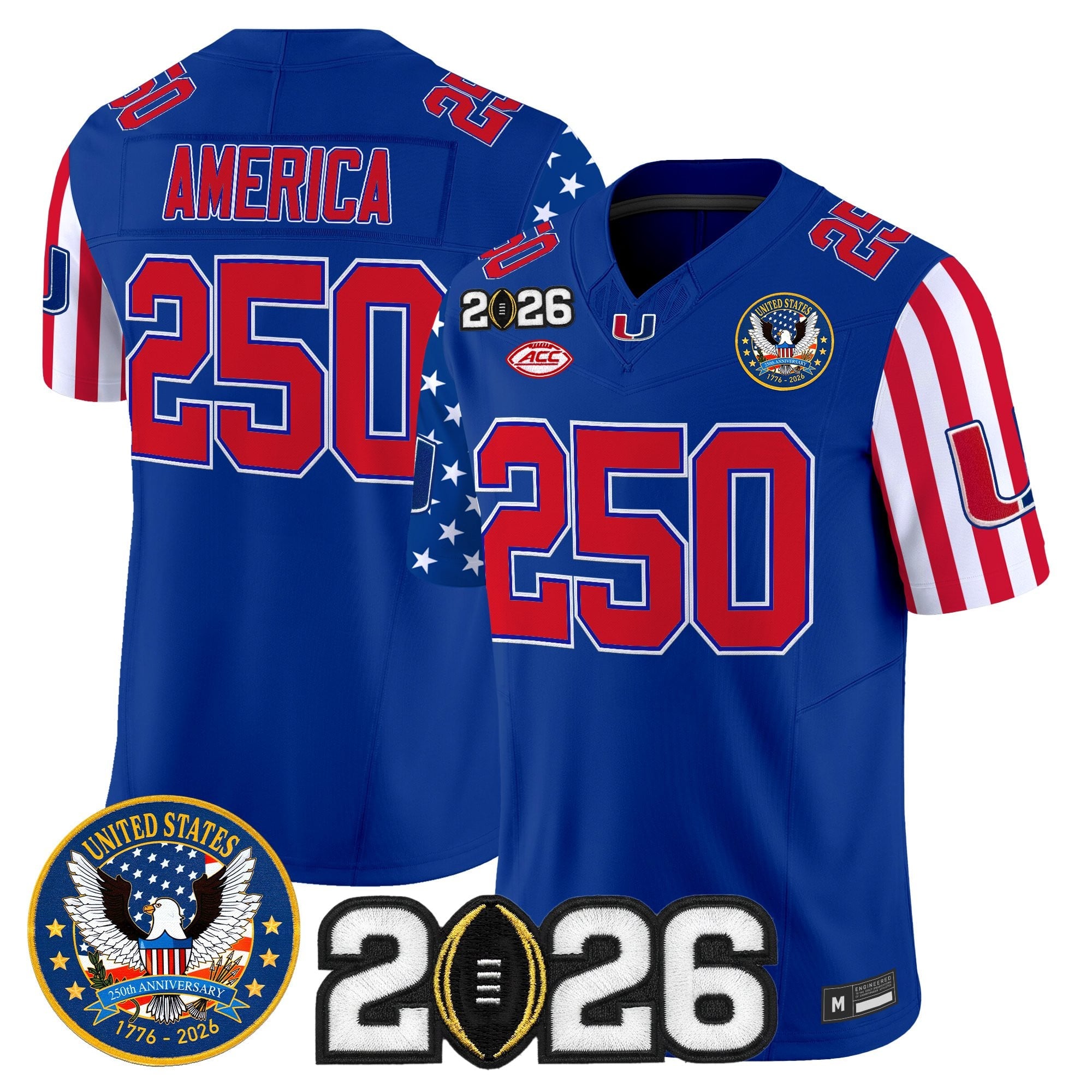 Men's Miami Hurricanes "America250 Edition" Vapor Limited Jersey - 2026 CFP Final Patch - All Stitched
