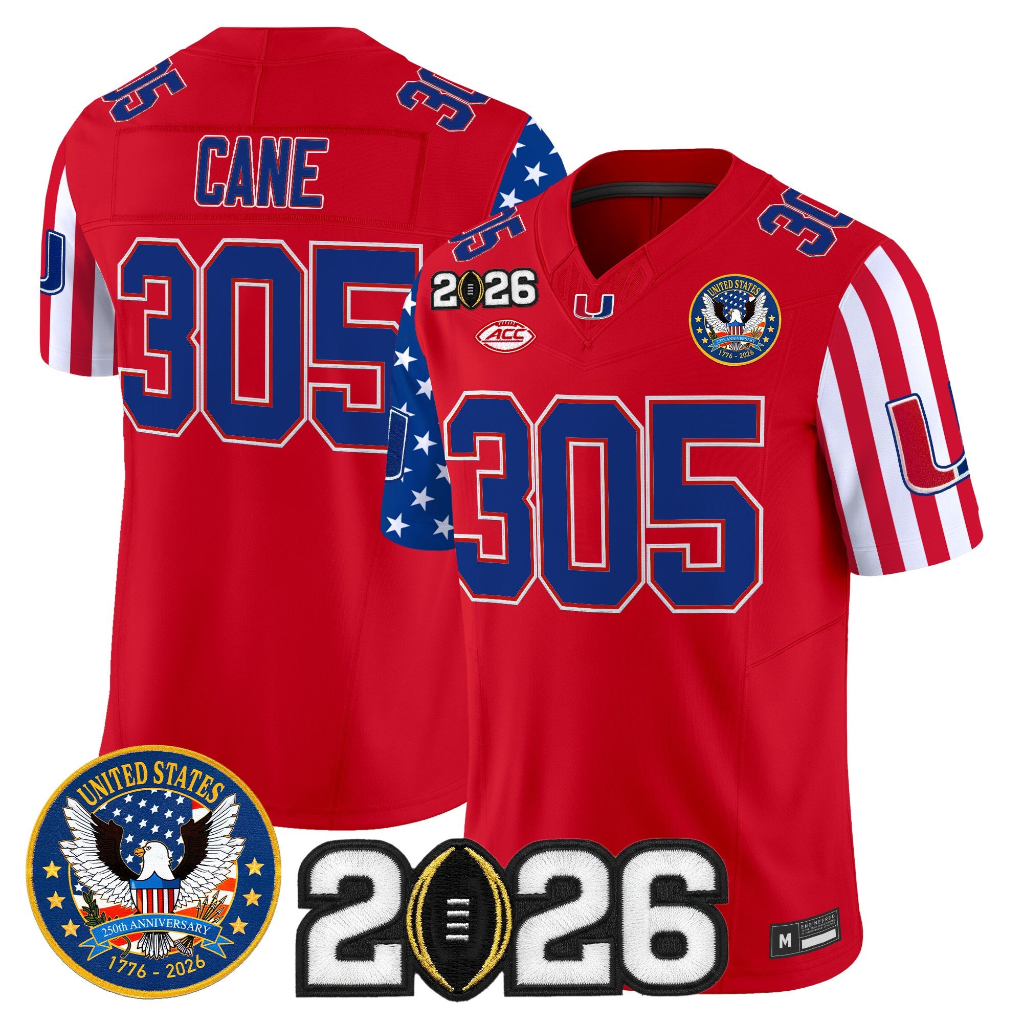 Men's Miami Hurricanes "America250 Edition" Vapor Limited Jersey - 2026 CFP Final Patch - All Stitched