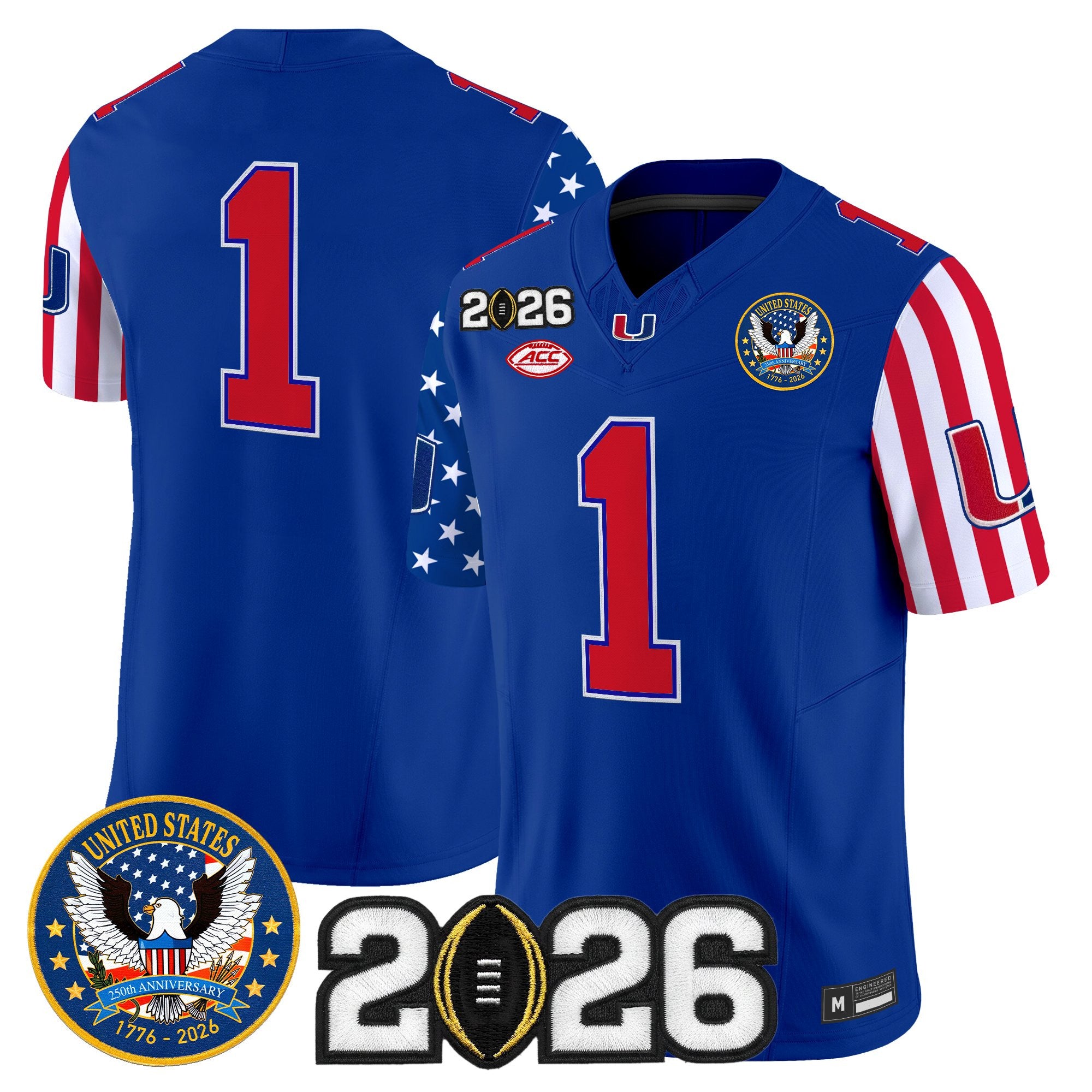 Men's Miami Hurricanes "America250 Edition" Vapor Limited Jersey - 2026 CFP Final Patch - All Stitched