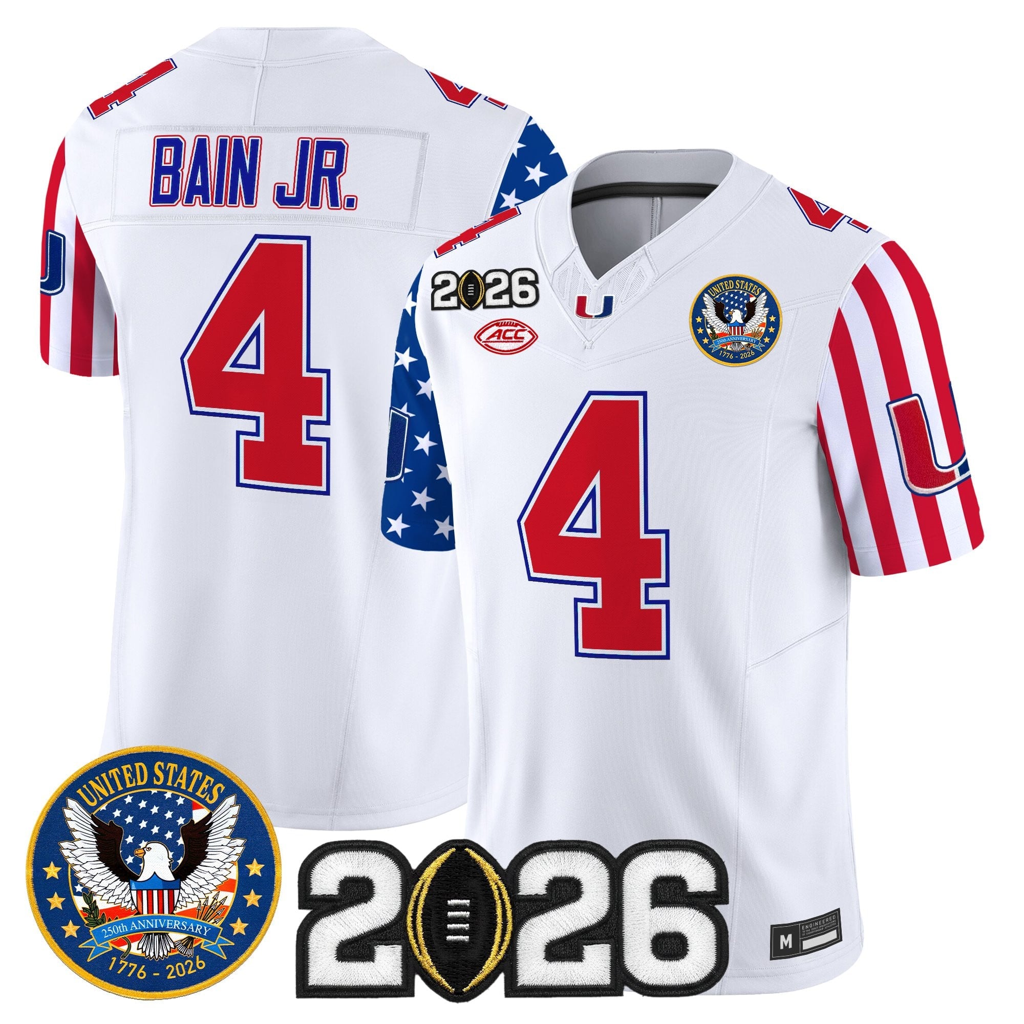 Men's Miami Hurricanes "America250 Edition" Vapor Limited Jersey - 2026 CFP Final Patch - All Stitched