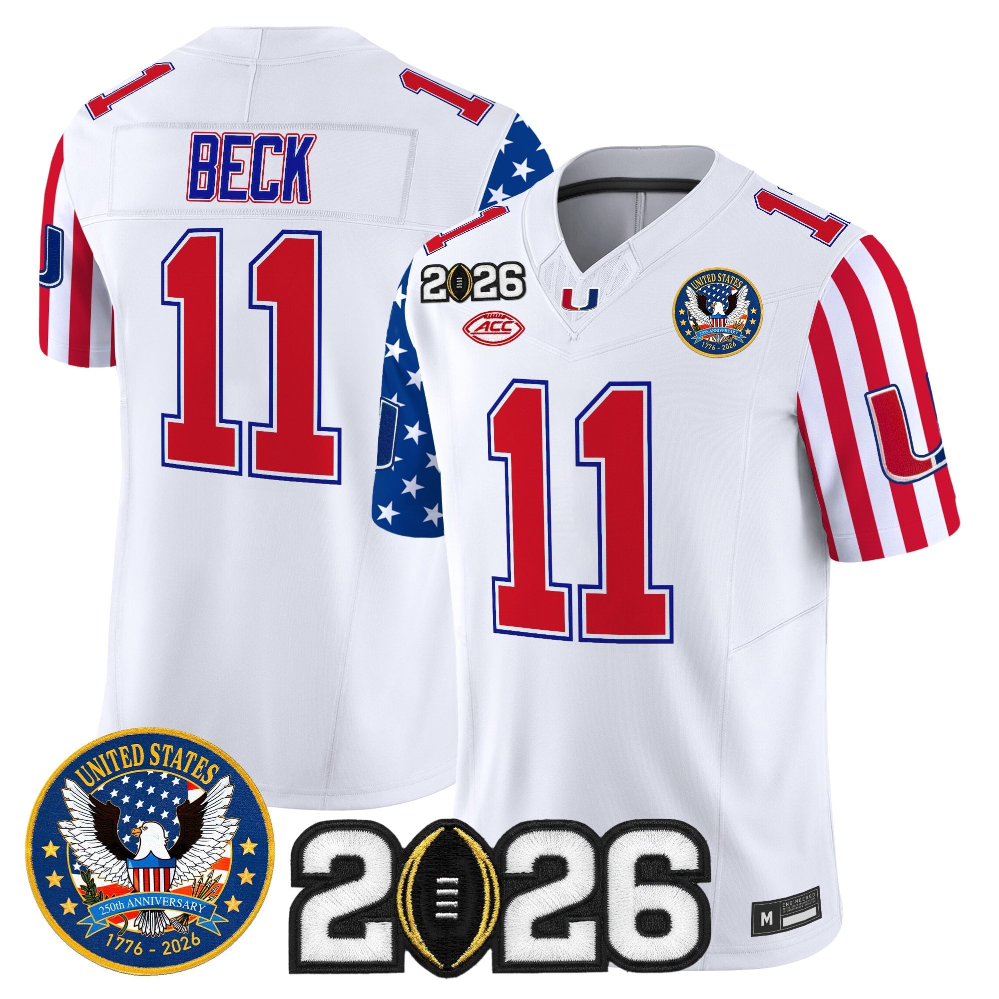 Men's Miami Hurricanes "America250 Edition" Vapor Limited Jersey - 2026 CFP Final Patch - All Stitched