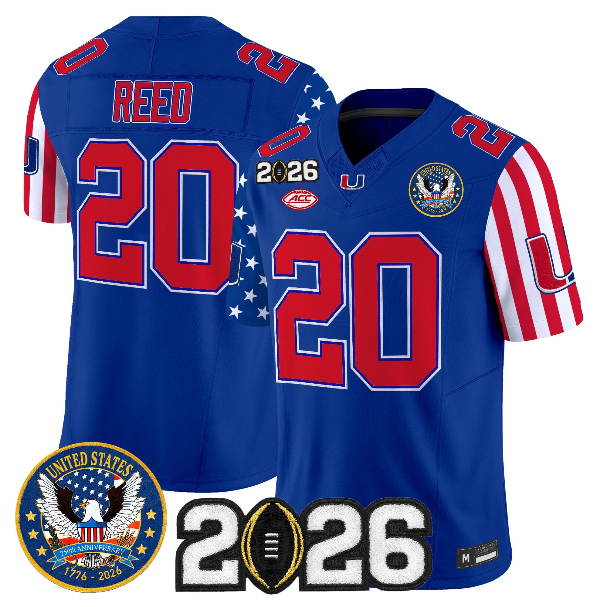 Men's Miami Hurricanes "America250 Edition" Vapor Limited Jersey - 2026 CFP Final Patch - All Stitched